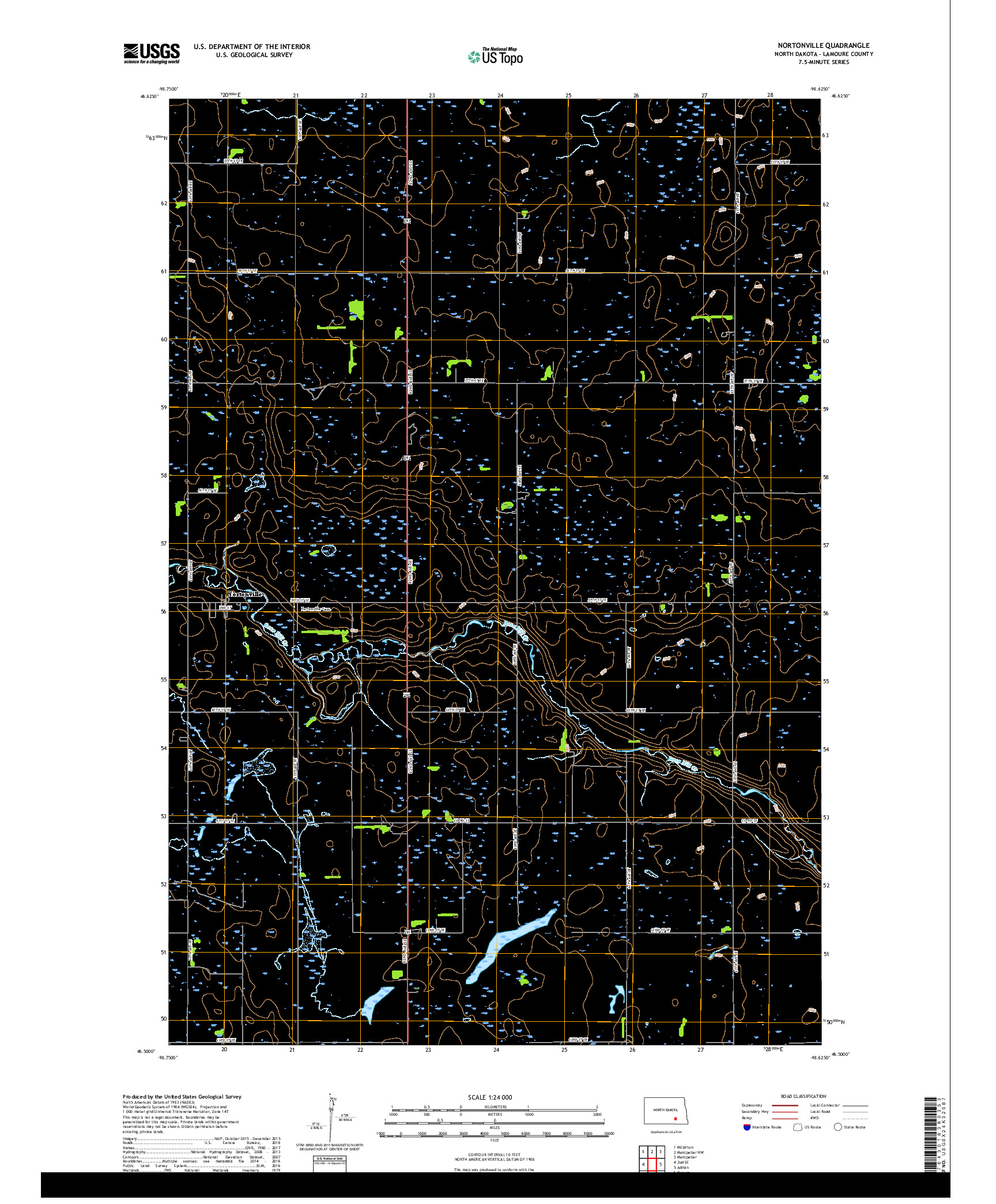 USGS US TOPO 7.5-MINUTE MAP FOR NORTONVILLE, ND 2018