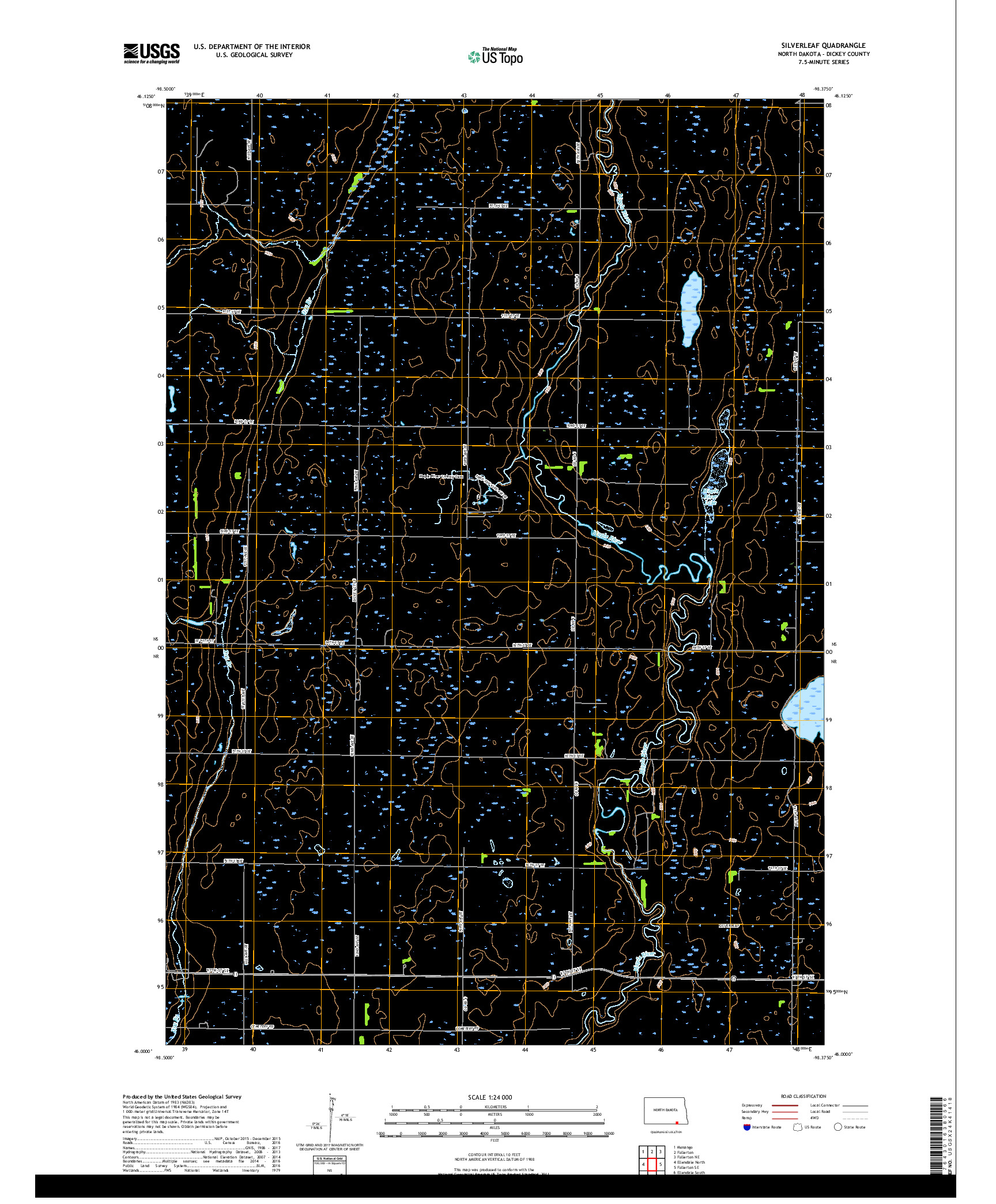 USGS US TOPO 7.5-MINUTE MAP FOR SILVERLEAF, ND 2018