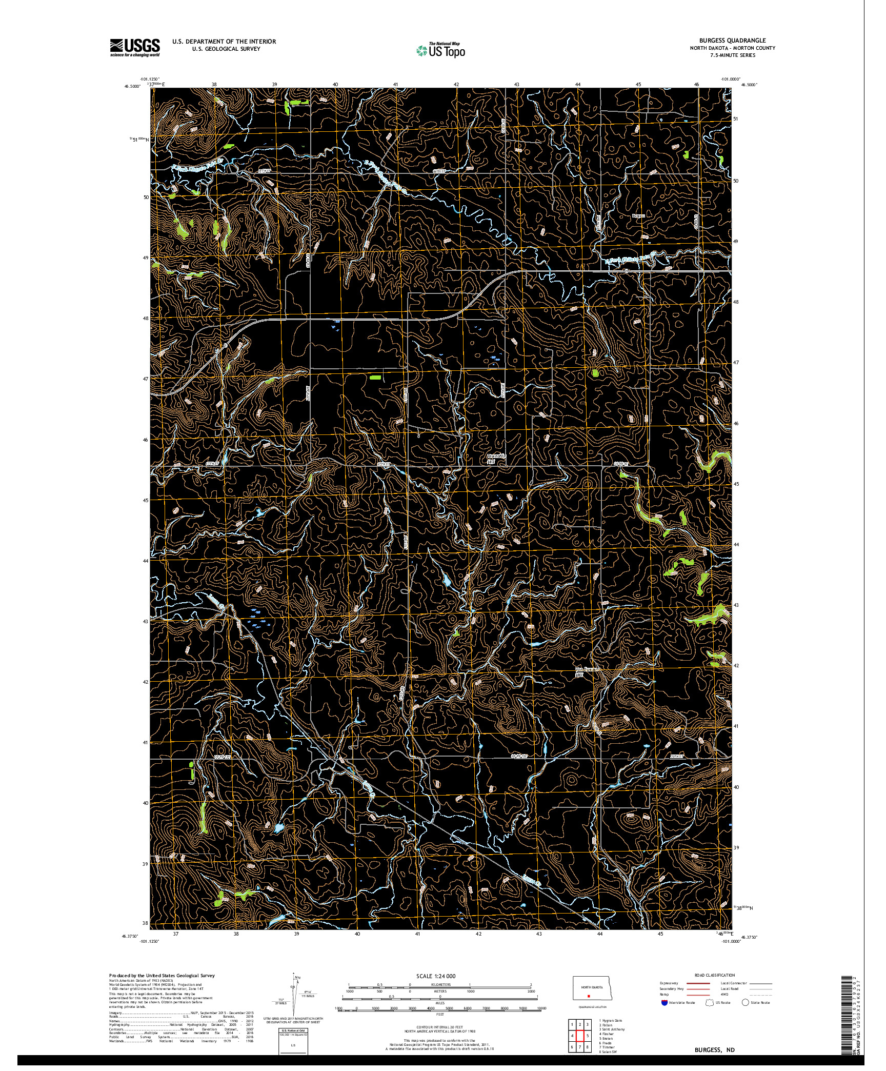 USGS US TOPO 7.5-MINUTE MAP FOR BURGESS, ND 2018