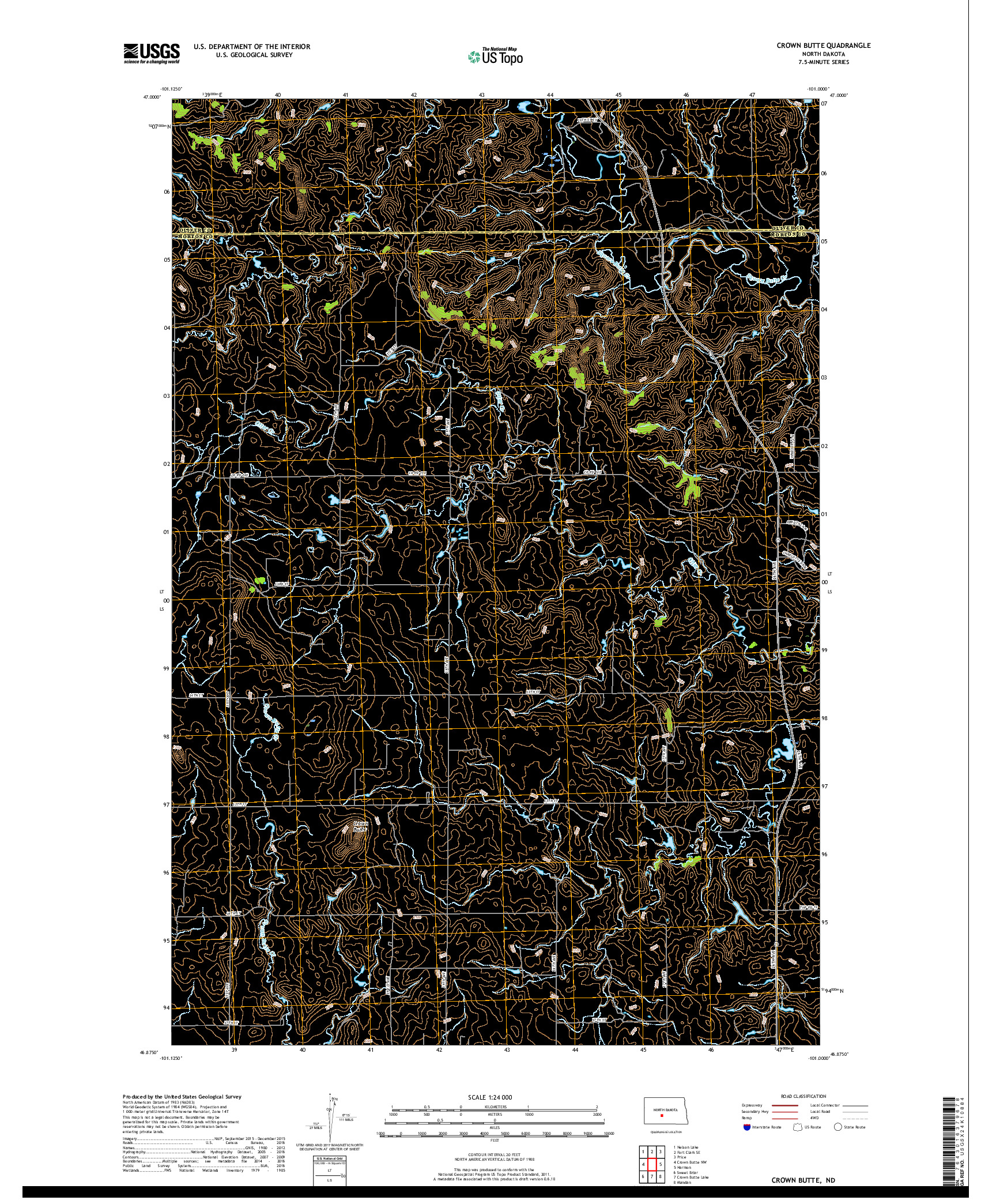 USGS US TOPO 7.5-MINUTE MAP FOR CROWN BUTTE, ND 2018