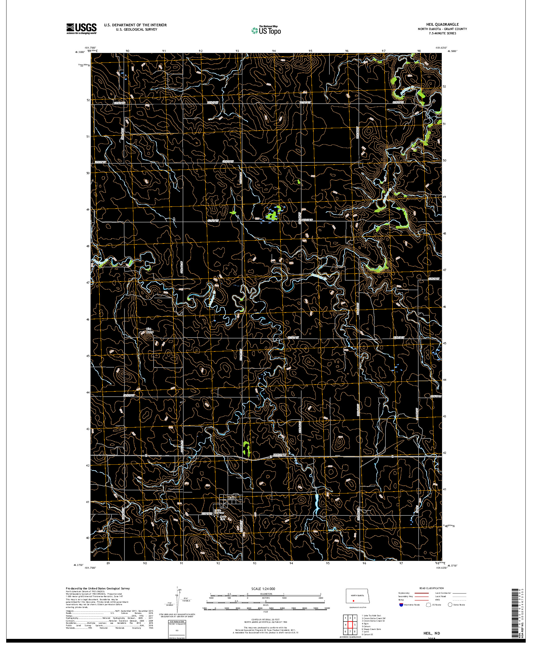 USGS US TOPO 7.5-MINUTE MAP FOR HEIL, ND 2018