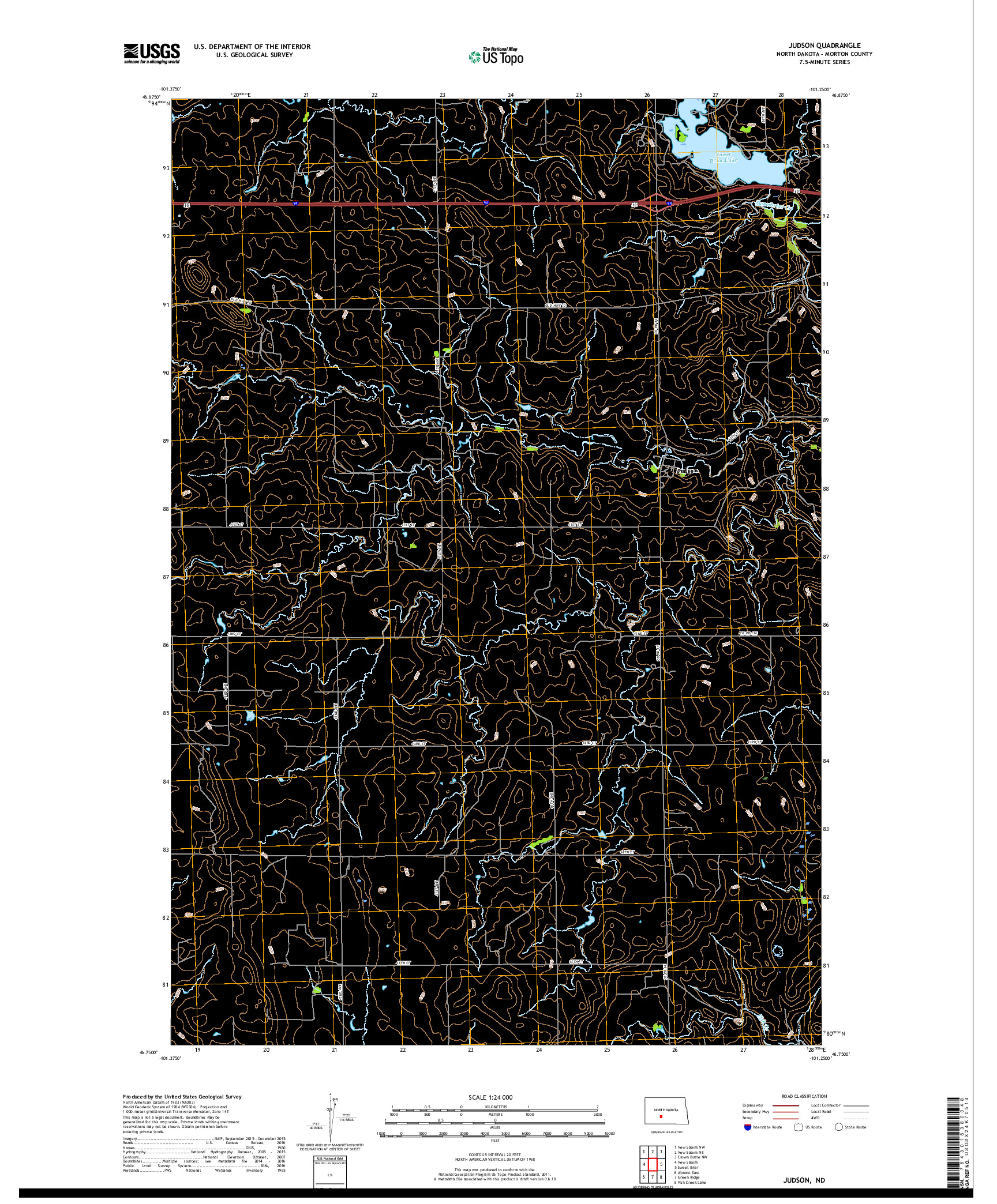 USGS US TOPO 7.5-MINUTE MAP FOR JUDSON, ND 2018