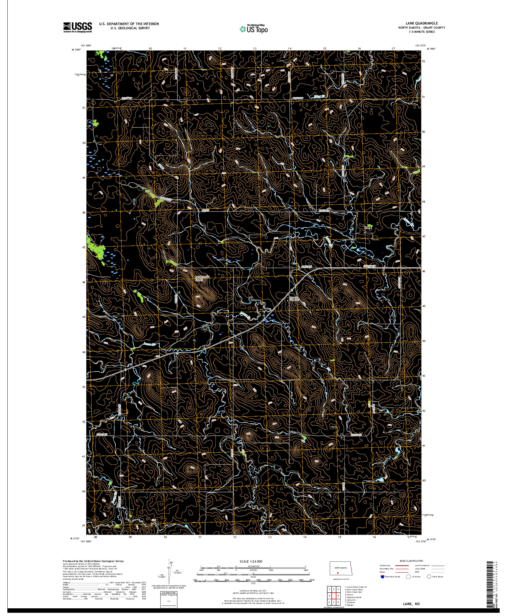 USGS US TOPO 7.5-MINUTE MAP FOR LARK, ND 2018