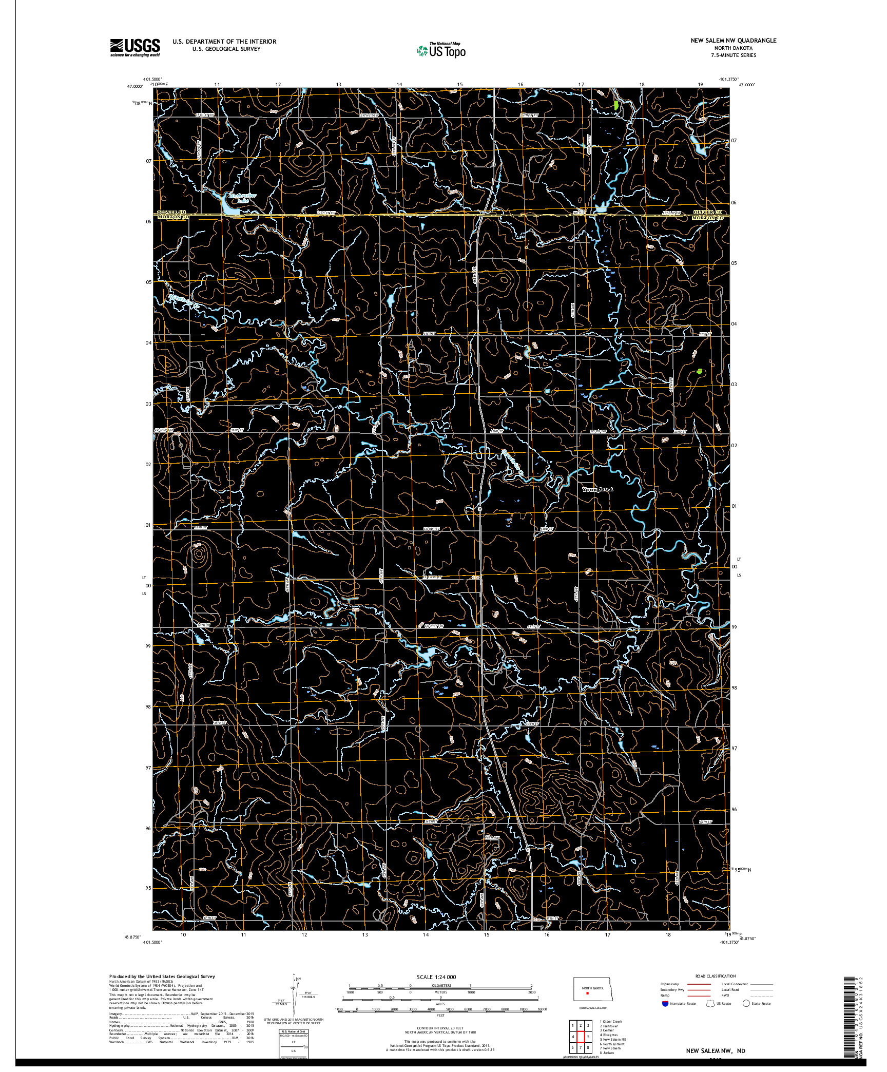 USGS US TOPO 7.5-MINUTE MAP FOR NEW SALEM NW, ND 2018