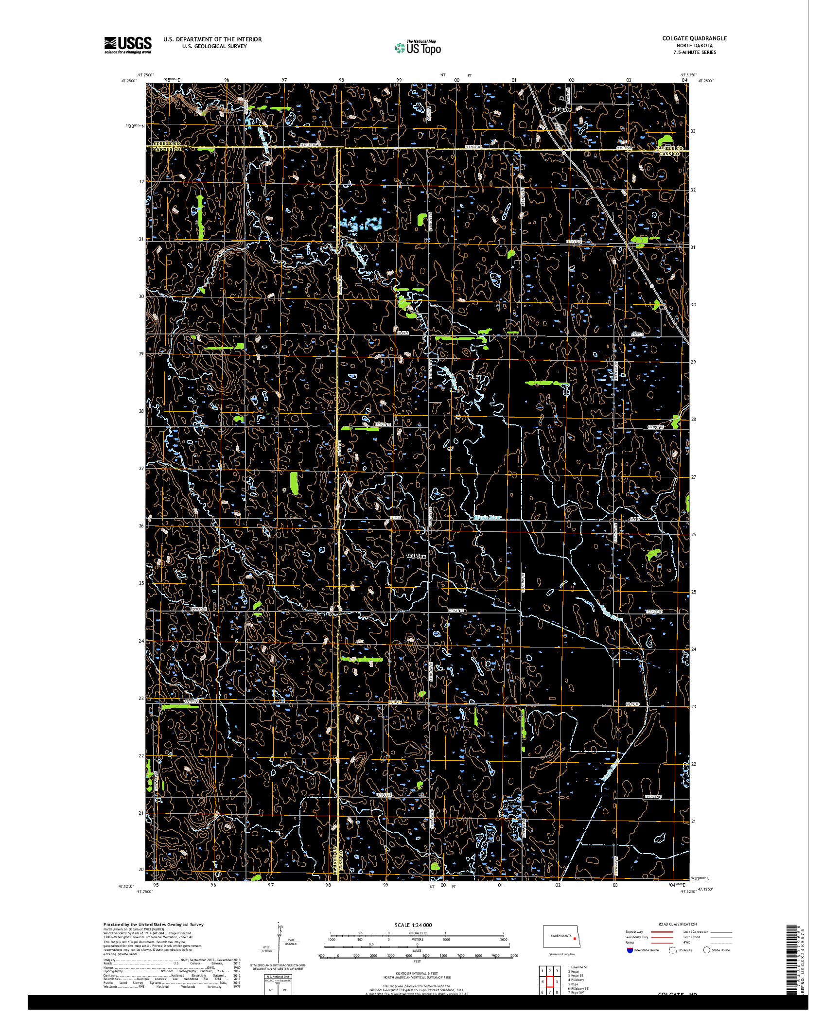 USGS US TOPO 7.5-MINUTE MAP FOR COLGATE, ND 2018