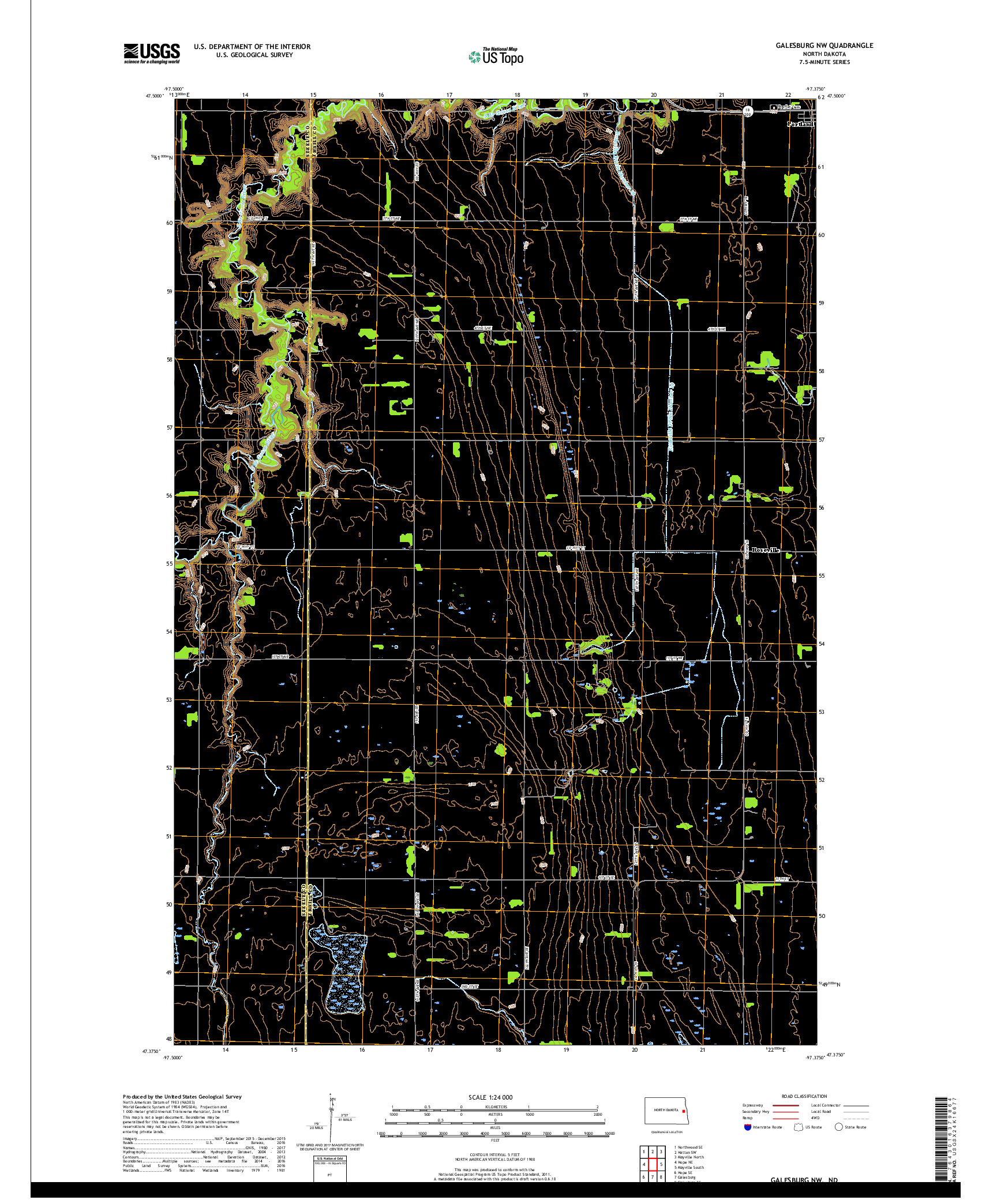 USGS US TOPO 7.5-MINUTE MAP FOR GALESBURG NW, ND 2018