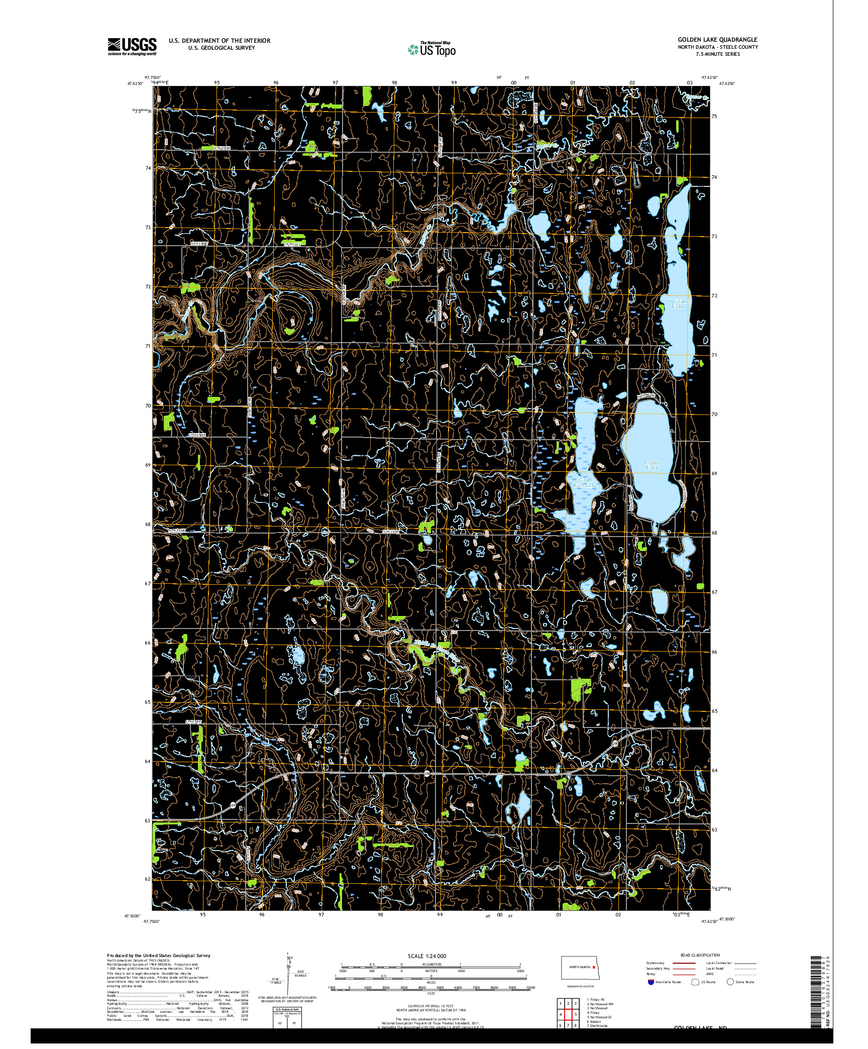 USGS US TOPO 7.5-MINUTE MAP FOR GOLDEN LAKE, ND 2018