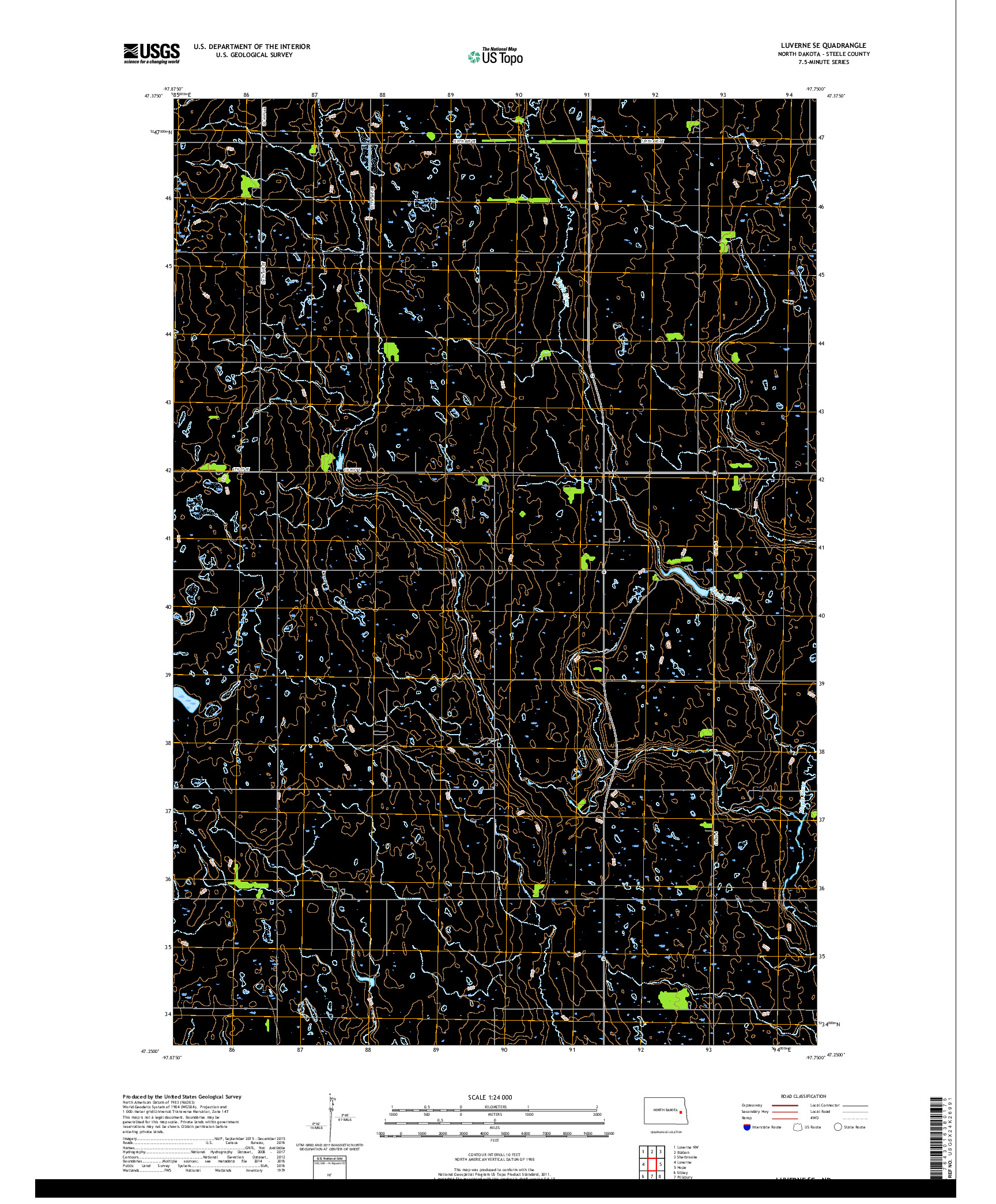 USGS US TOPO 7.5-MINUTE MAP FOR LUVERNE SE, ND 2018