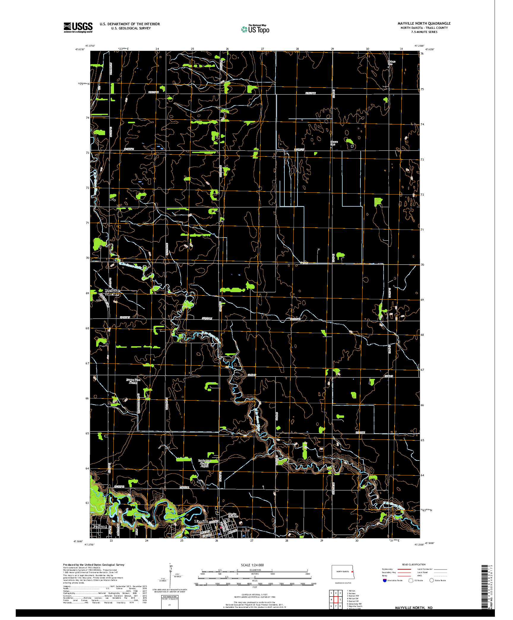 USGS US TOPO 7.5-MINUTE MAP FOR MAYVILLE NORTH, ND 2018