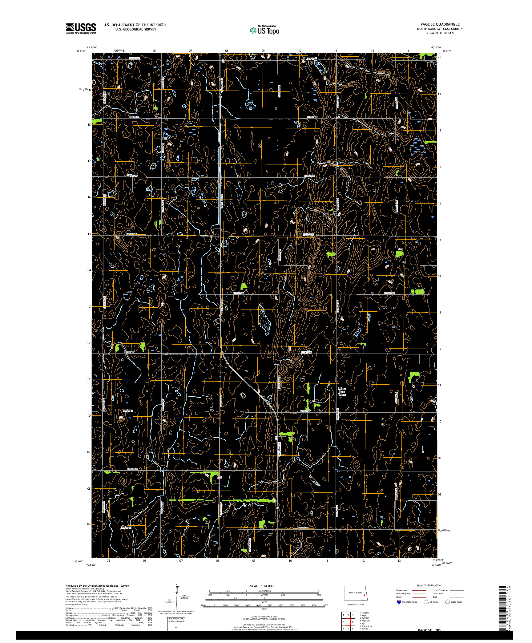 USGS US TOPO 7.5-MINUTE MAP FOR PAGE SE, ND 2018