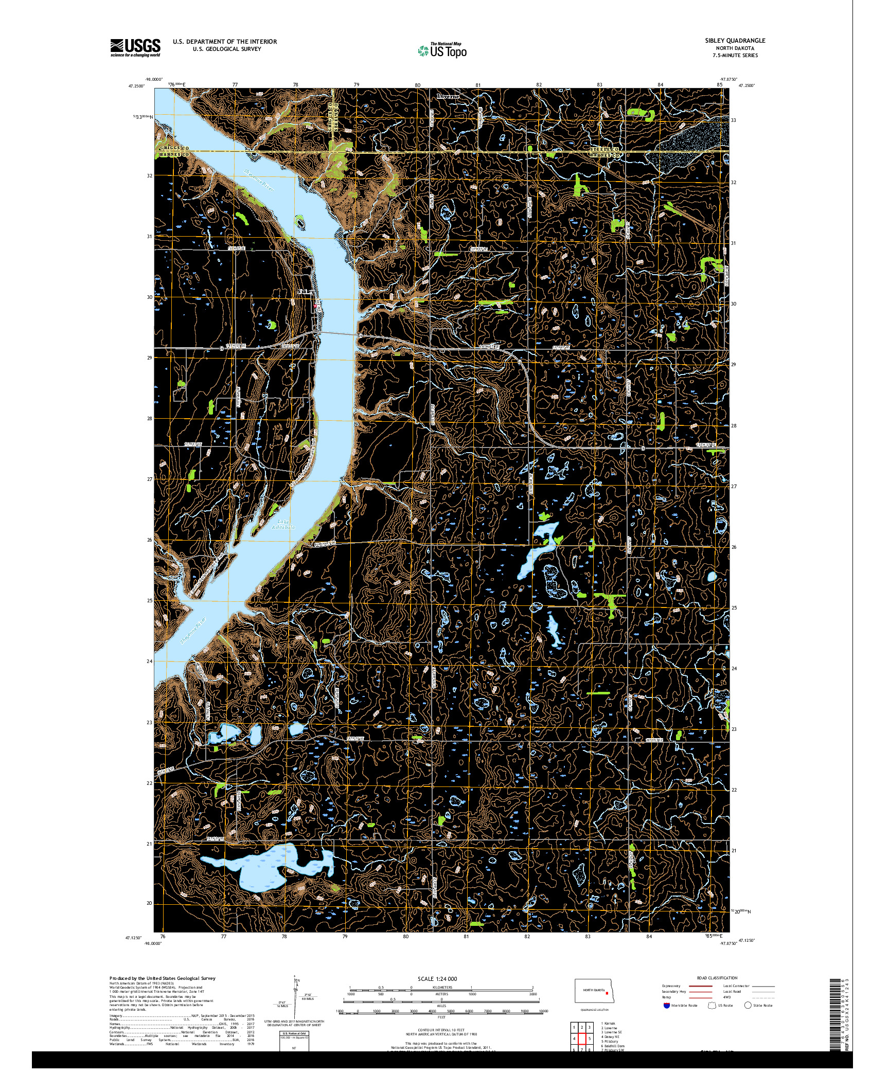 USGS US TOPO 7.5-MINUTE MAP FOR SIBLEY, ND 2018