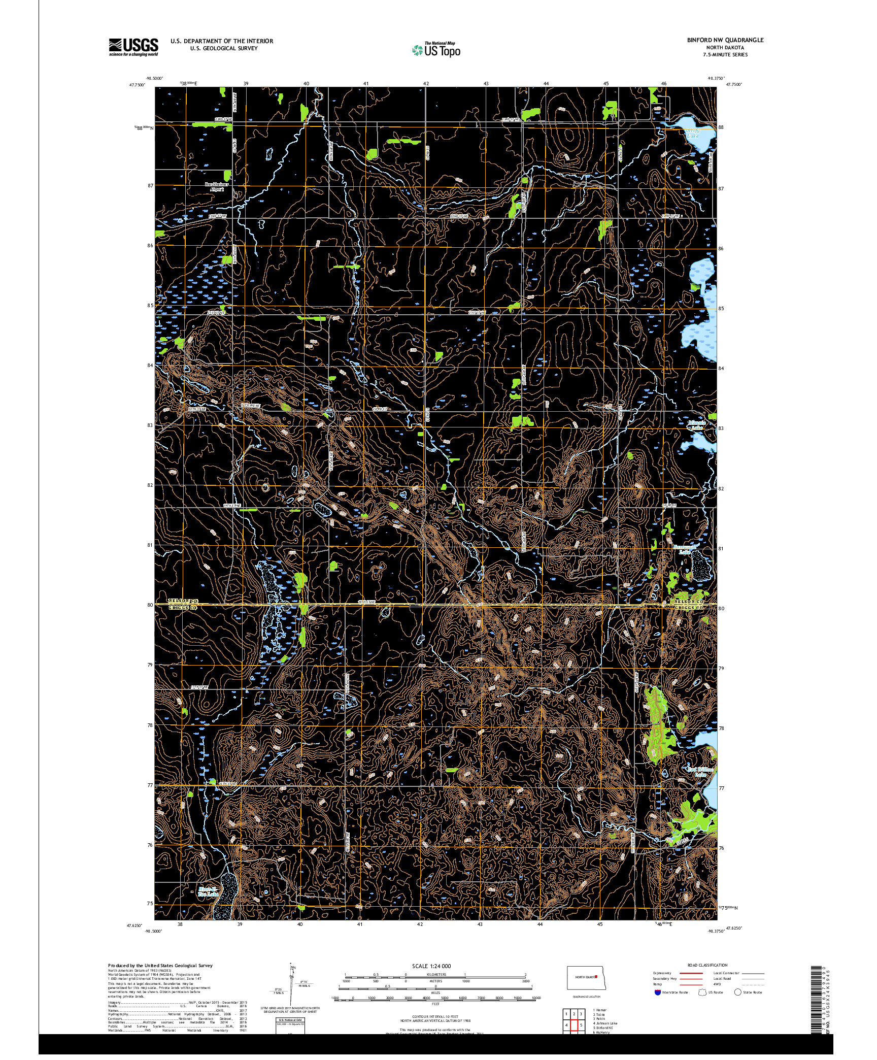 USGS US TOPO 7.5-MINUTE MAP FOR BINFORD NW, ND 2018