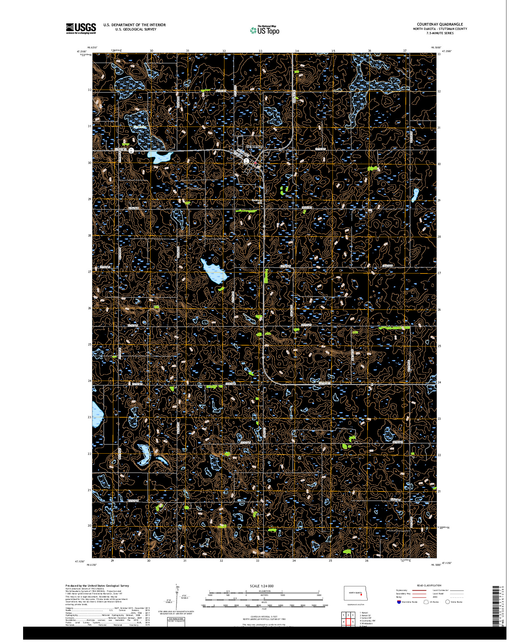 USGS US TOPO 7.5-MINUTE MAP FOR COURTENAY, ND 2018