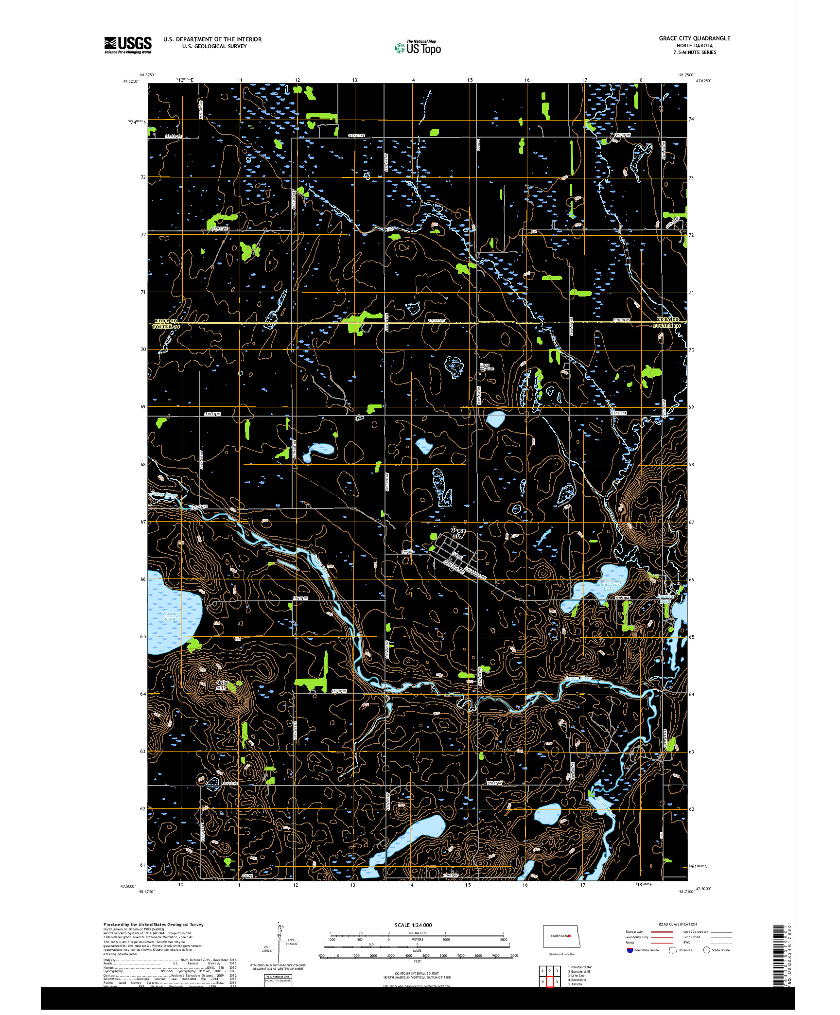 USGS US TOPO 7.5-MINUTE MAP FOR GRACE CITY, ND 2018