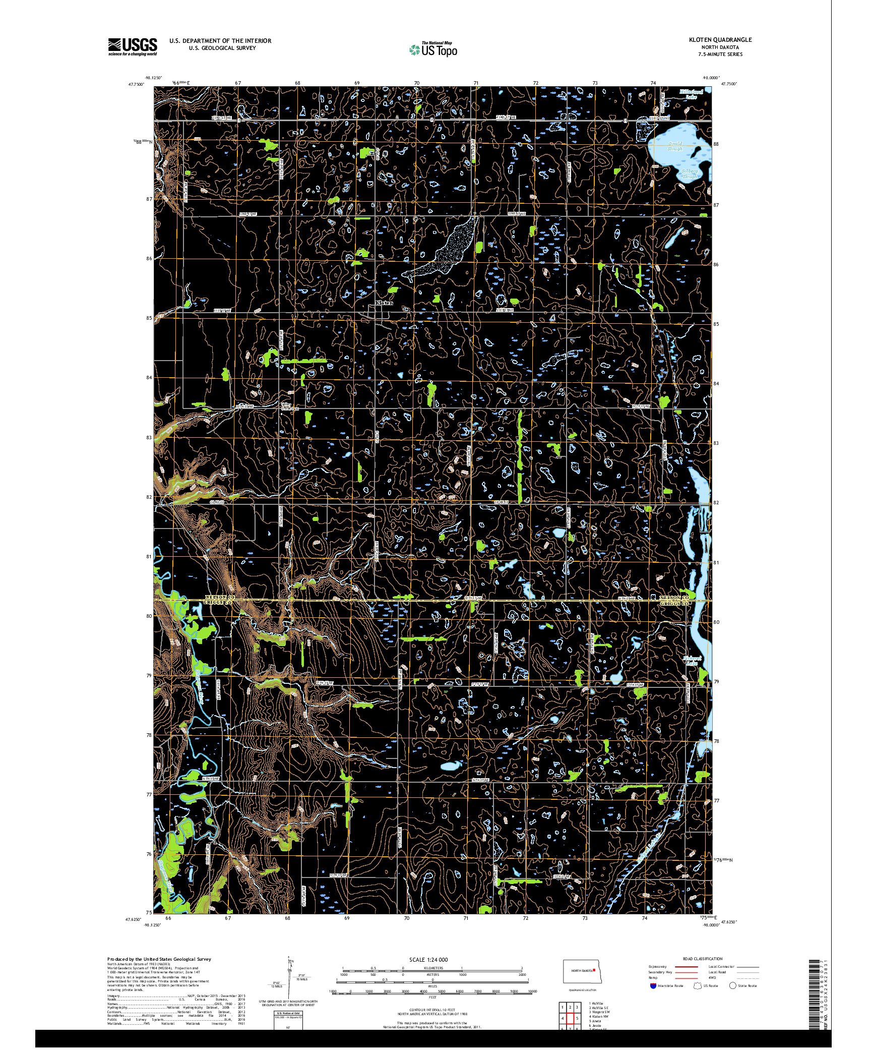 USGS US TOPO 7.5-MINUTE MAP FOR KLOTEN, ND 2018