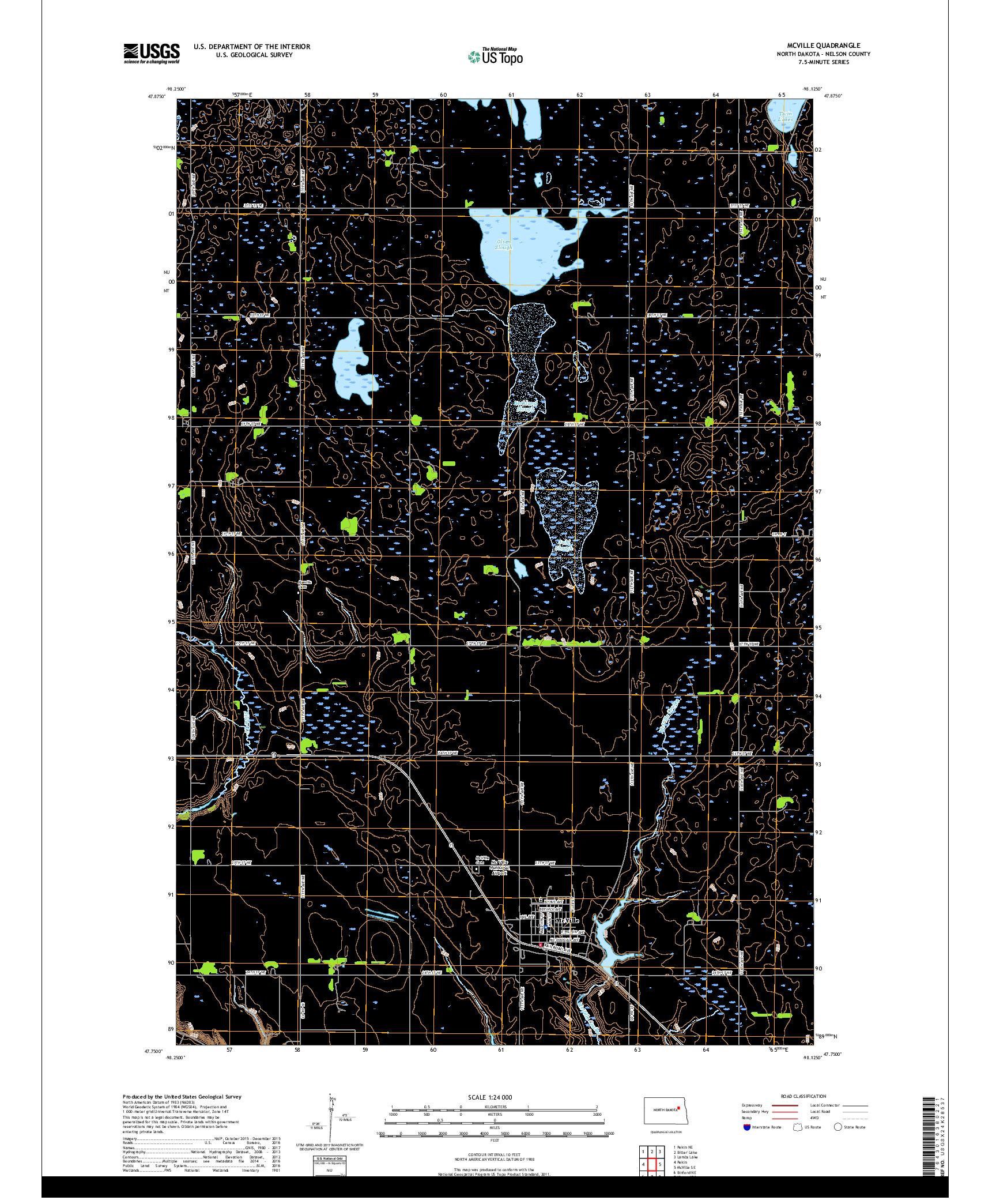 USGS US TOPO 7.5-MINUTE MAP FOR MCVILLE, ND 2018