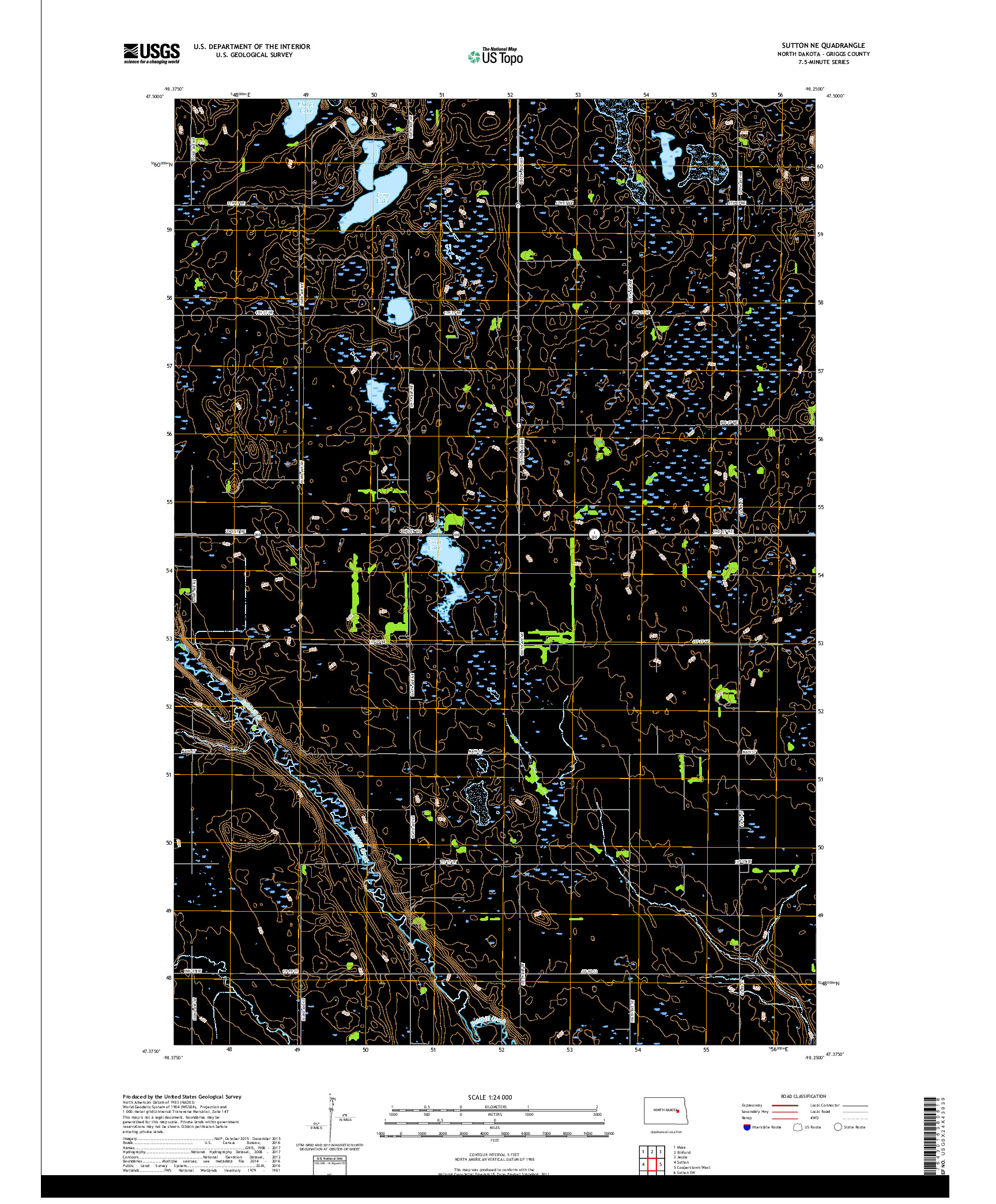 USGS US TOPO 7.5-MINUTE MAP FOR SUTTON NE, ND 2018