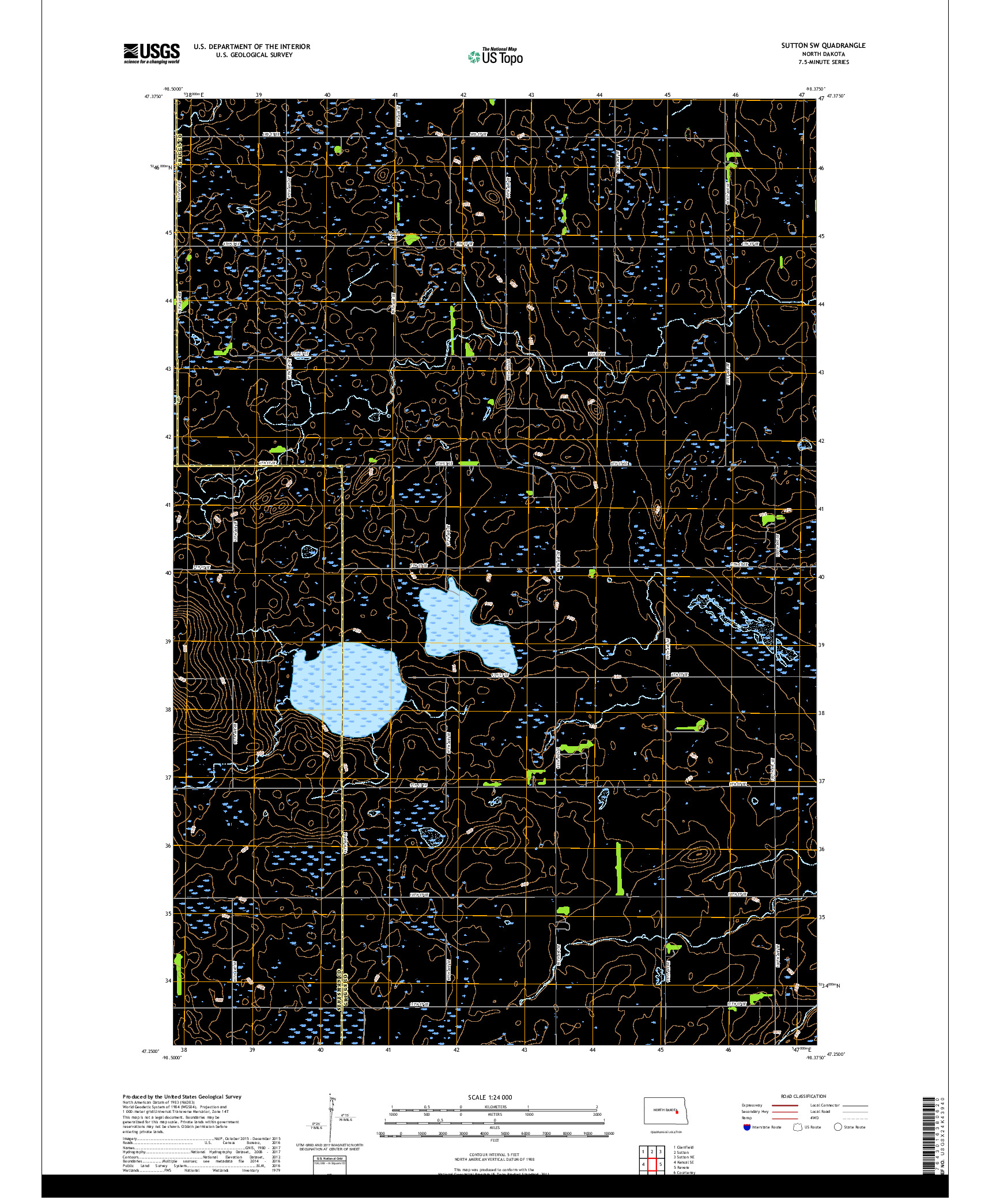 USGS US TOPO 7.5-MINUTE MAP FOR SUTTON SW, ND 2018