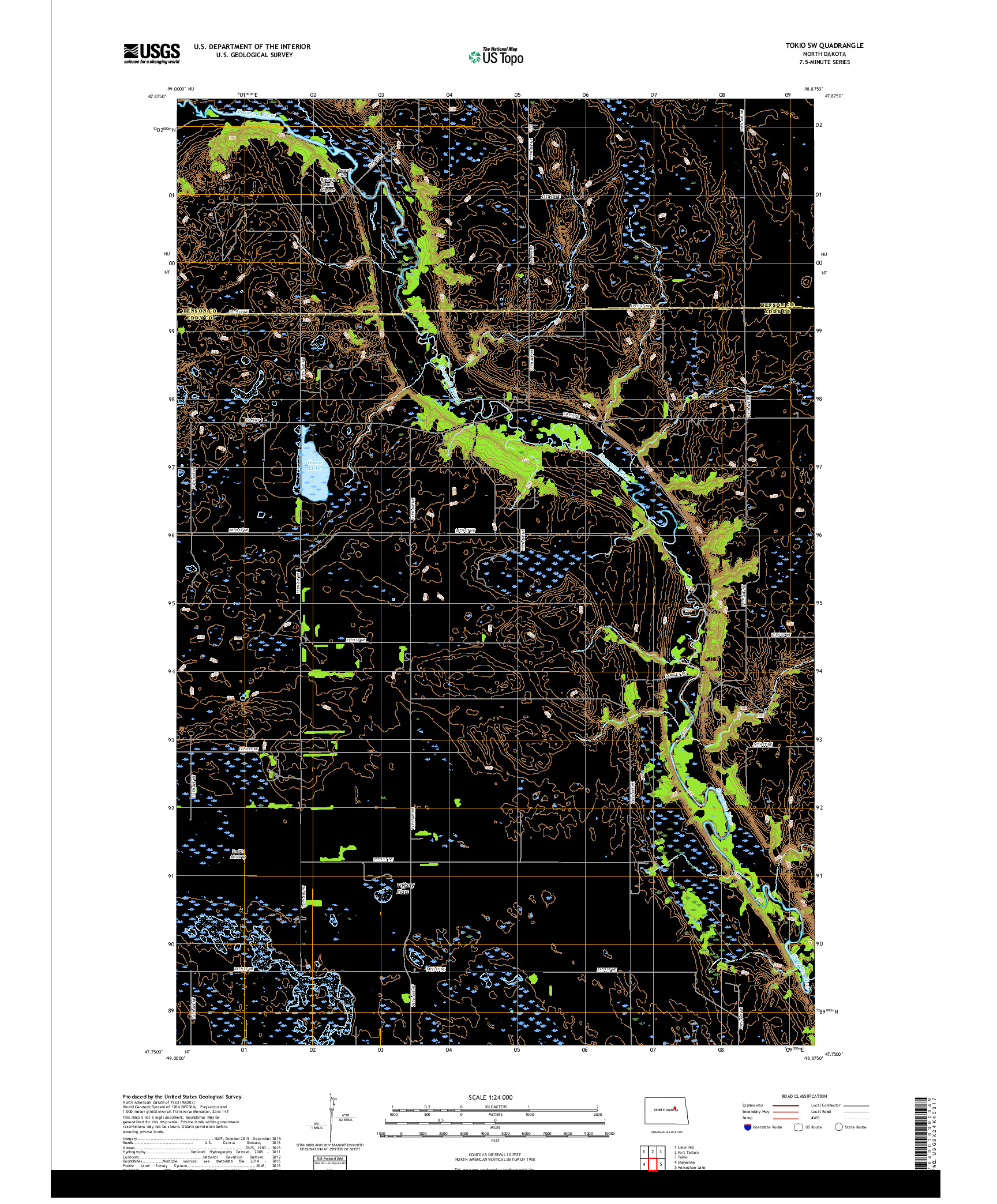 USGS US TOPO 7.5-MINUTE MAP FOR TOKIO SW, ND 2018