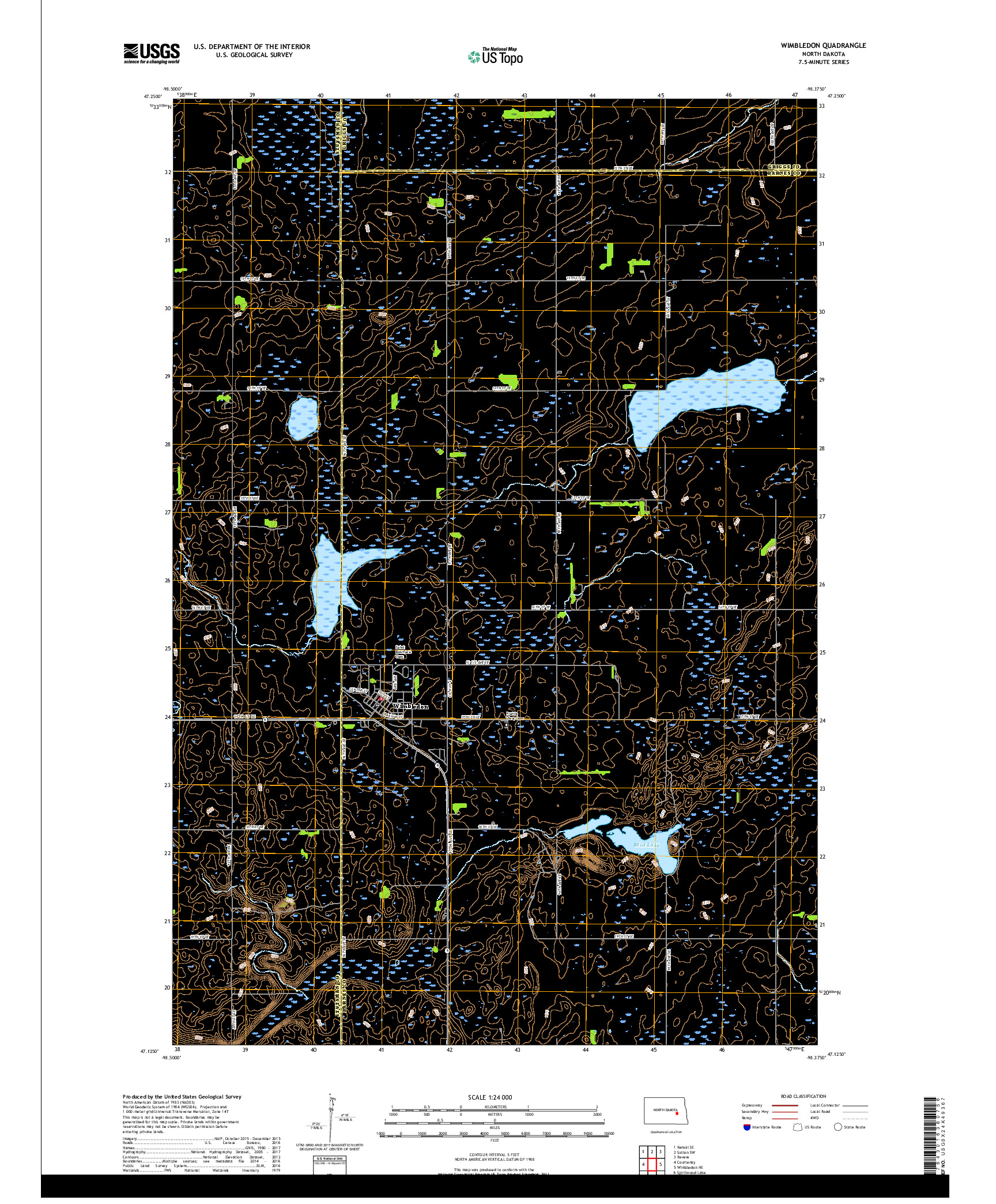 USGS US TOPO 7.5-MINUTE MAP FOR WIMBLEDON, ND 2018