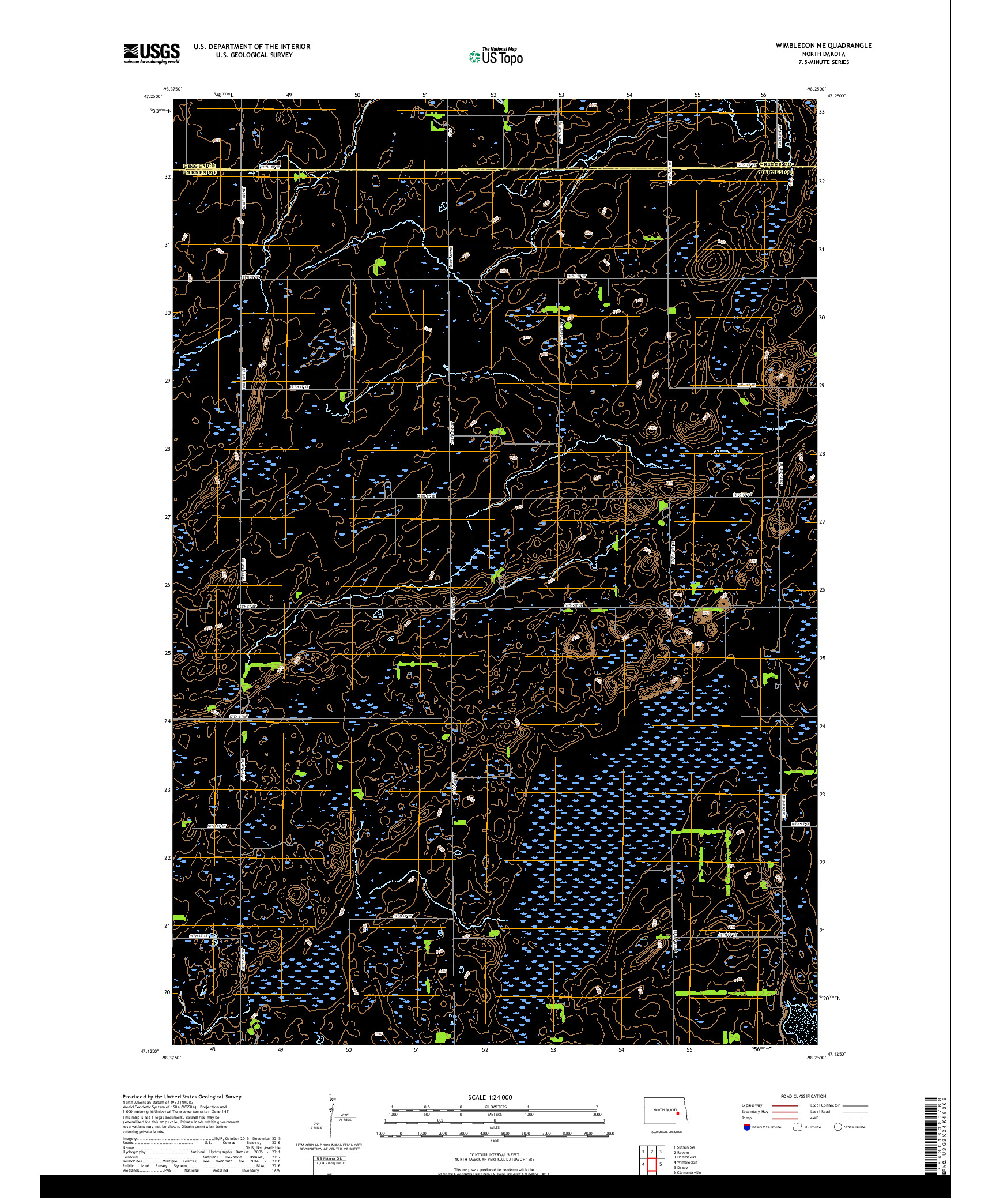 USGS US TOPO 7.5-MINUTE MAP FOR WIMBLEDON NE, ND 2018