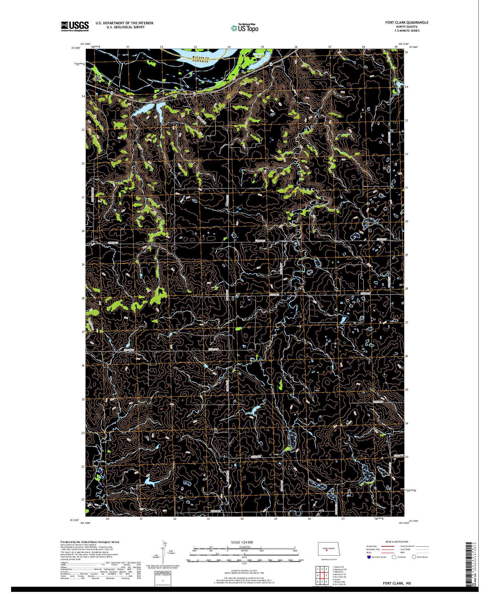 USGS US TOPO 7.5-MINUTE MAP FOR FORT CLARK, ND 2018