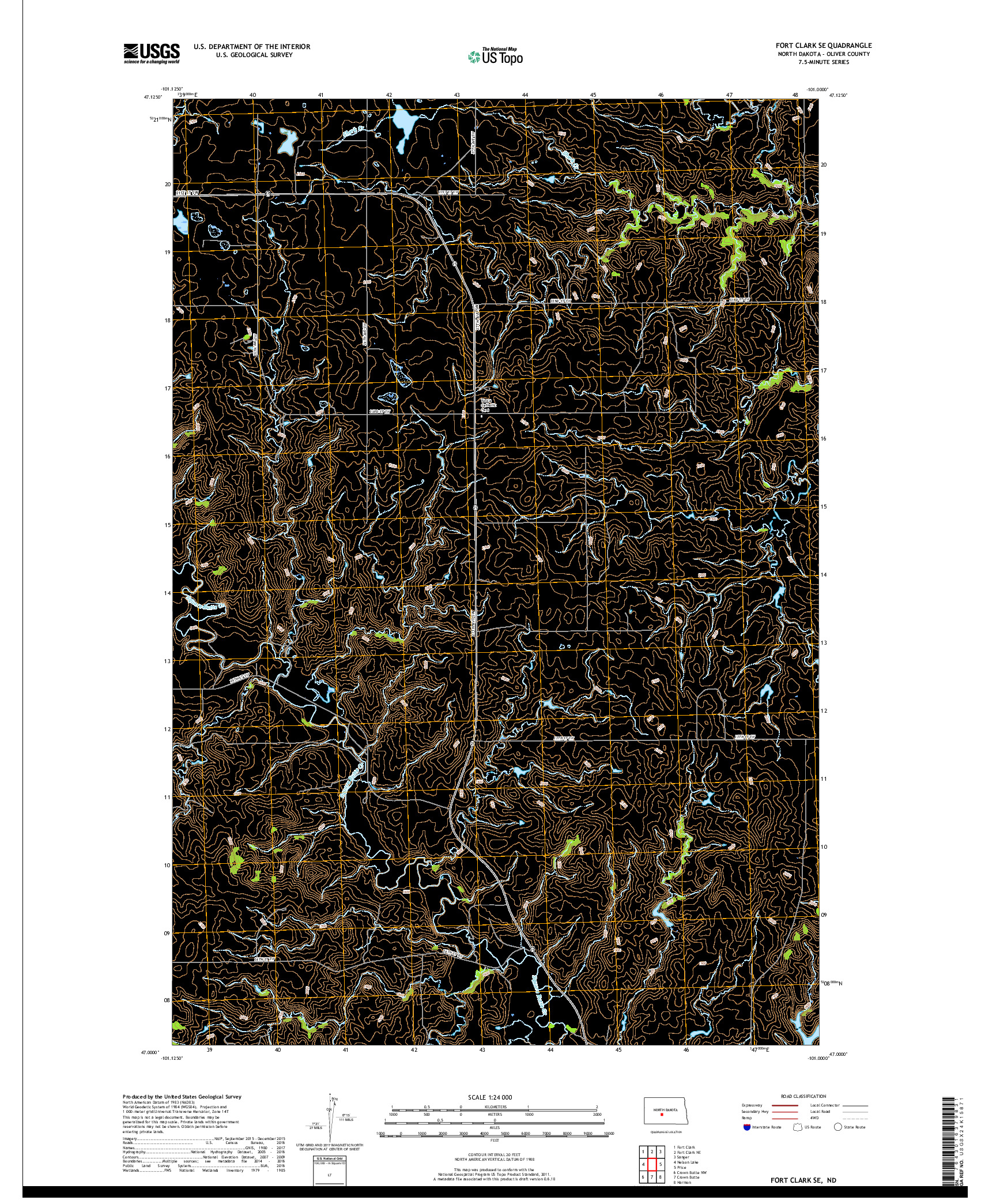 USGS US TOPO 7.5-MINUTE MAP FOR FORT CLARK SE, ND 2018