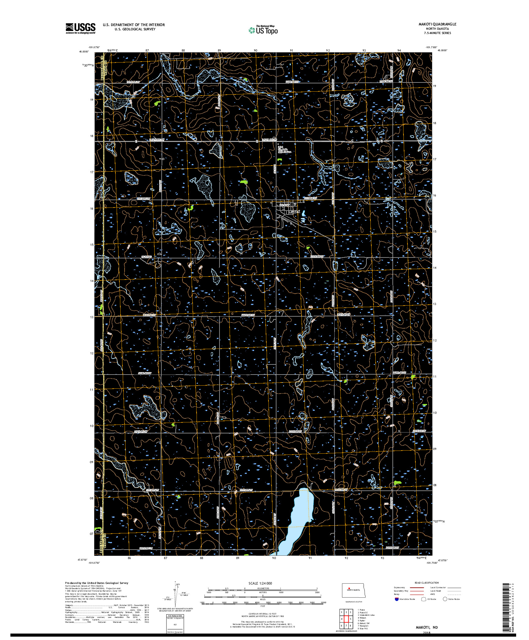 USGS US TOPO 7.5-MINUTE MAP FOR MAKOTI, ND 2018