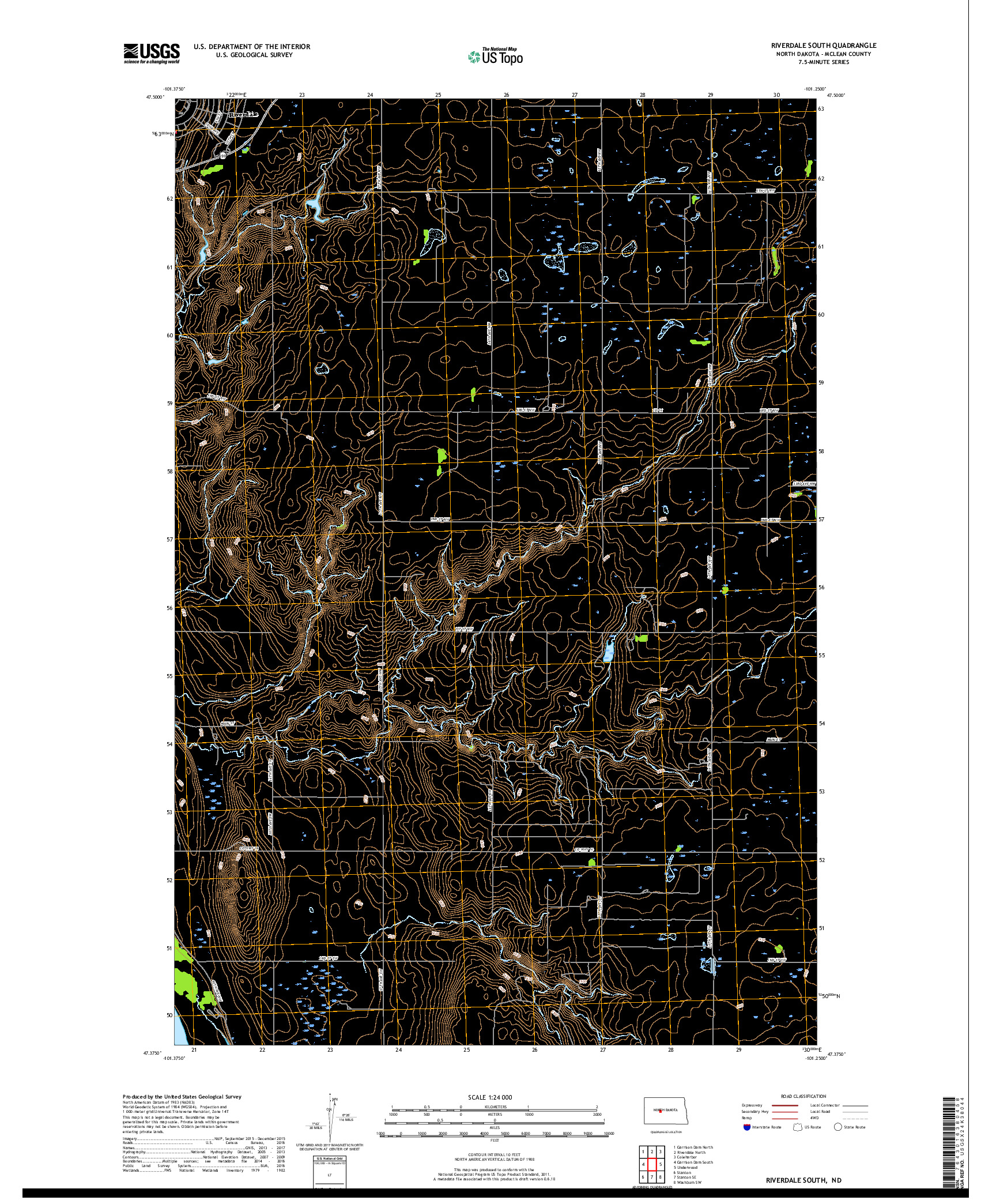 USGS US TOPO 7.5-MINUTE MAP FOR RIVERDALE SOUTH, ND 2018