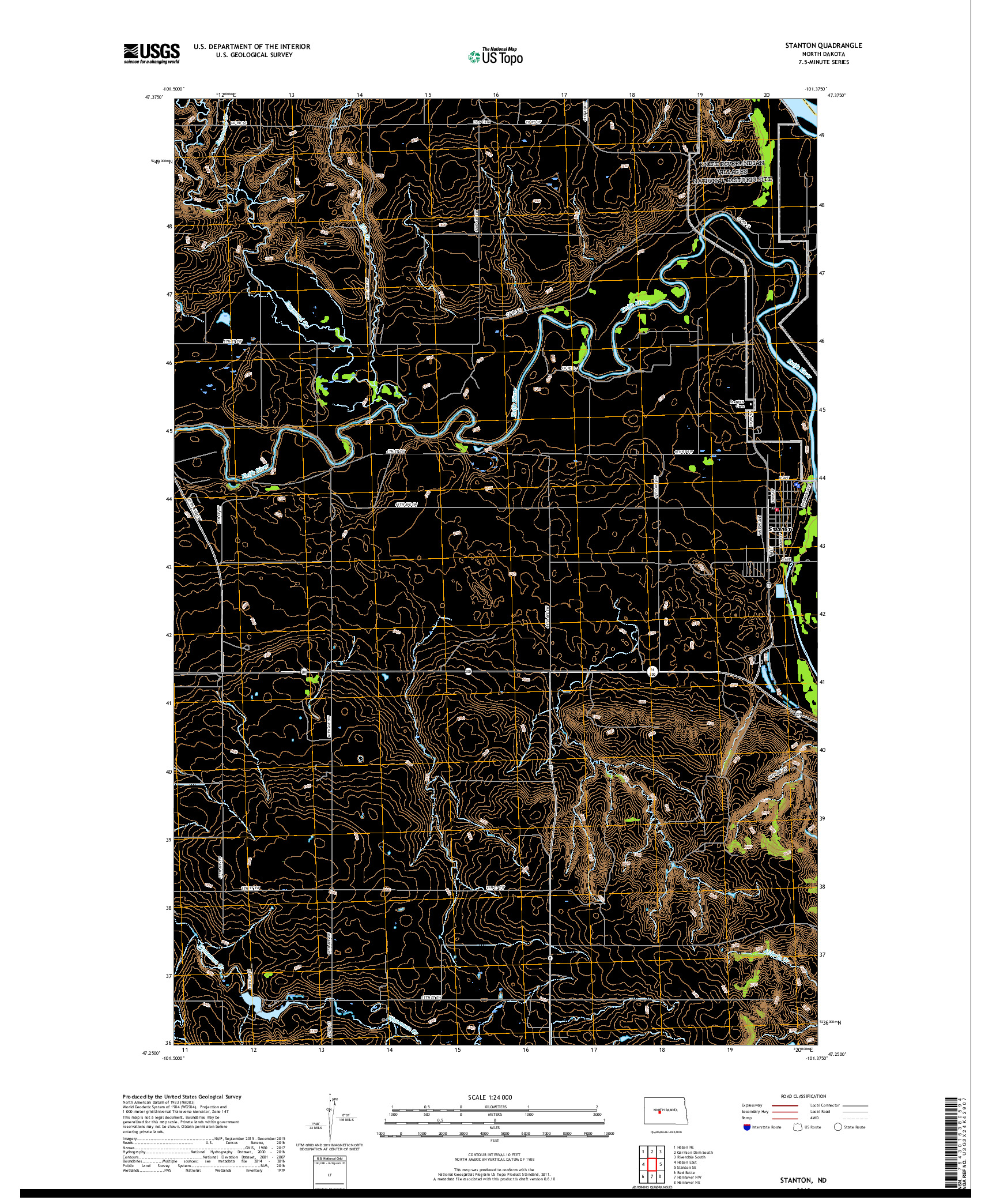 USGS US TOPO 7.5-MINUTE MAP FOR STANTON, ND 2018
