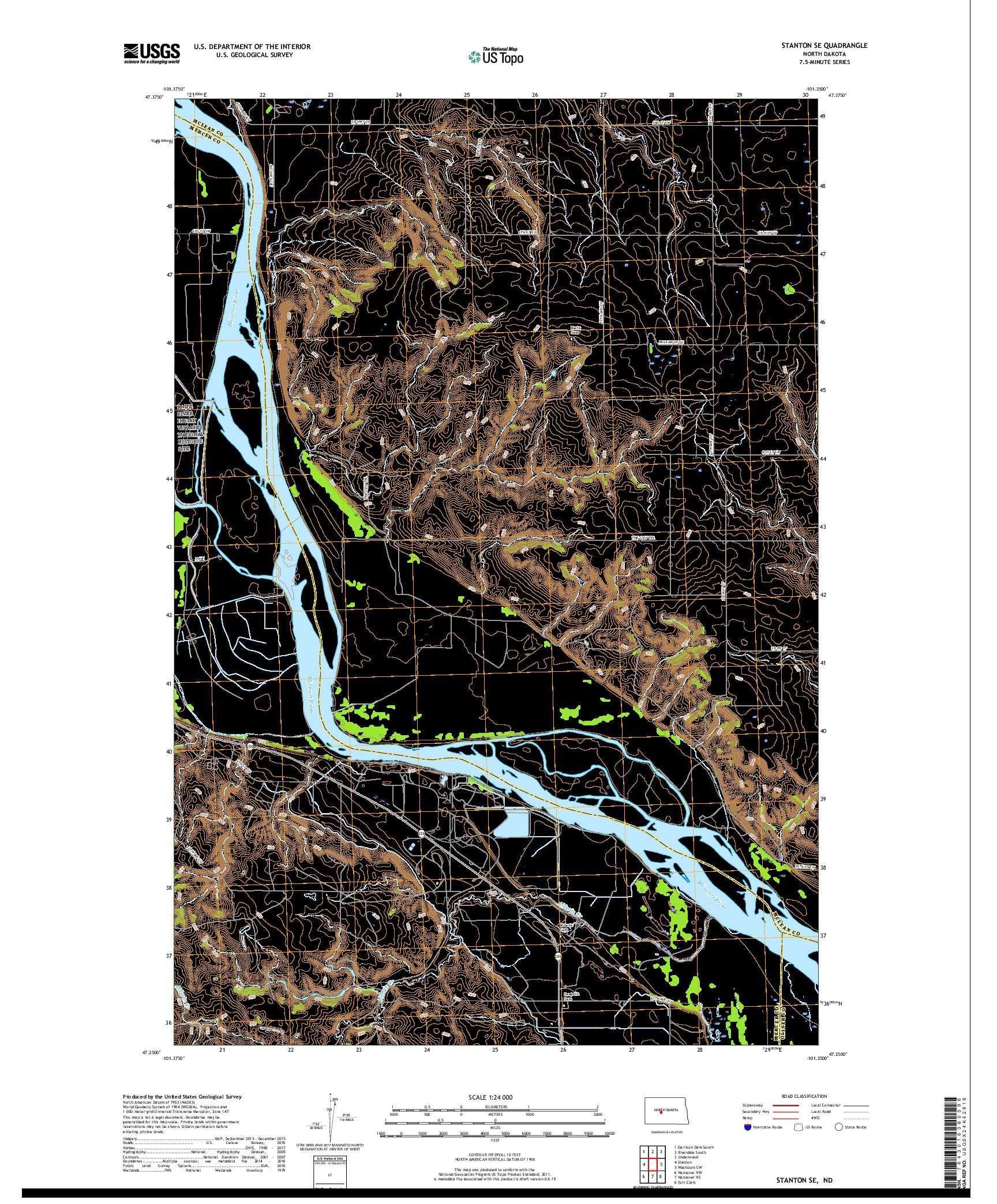 USGS US TOPO 7.5-MINUTE MAP FOR STANTON SE, ND 2018