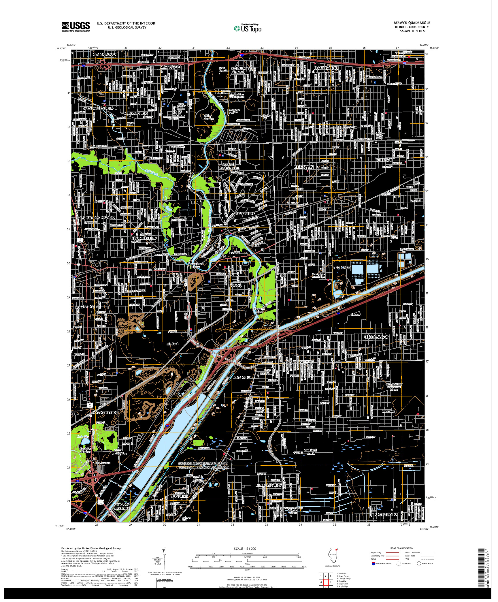 USGS US TOPO 7.5-MINUTE MAP FOR BERWYN, IL 2018