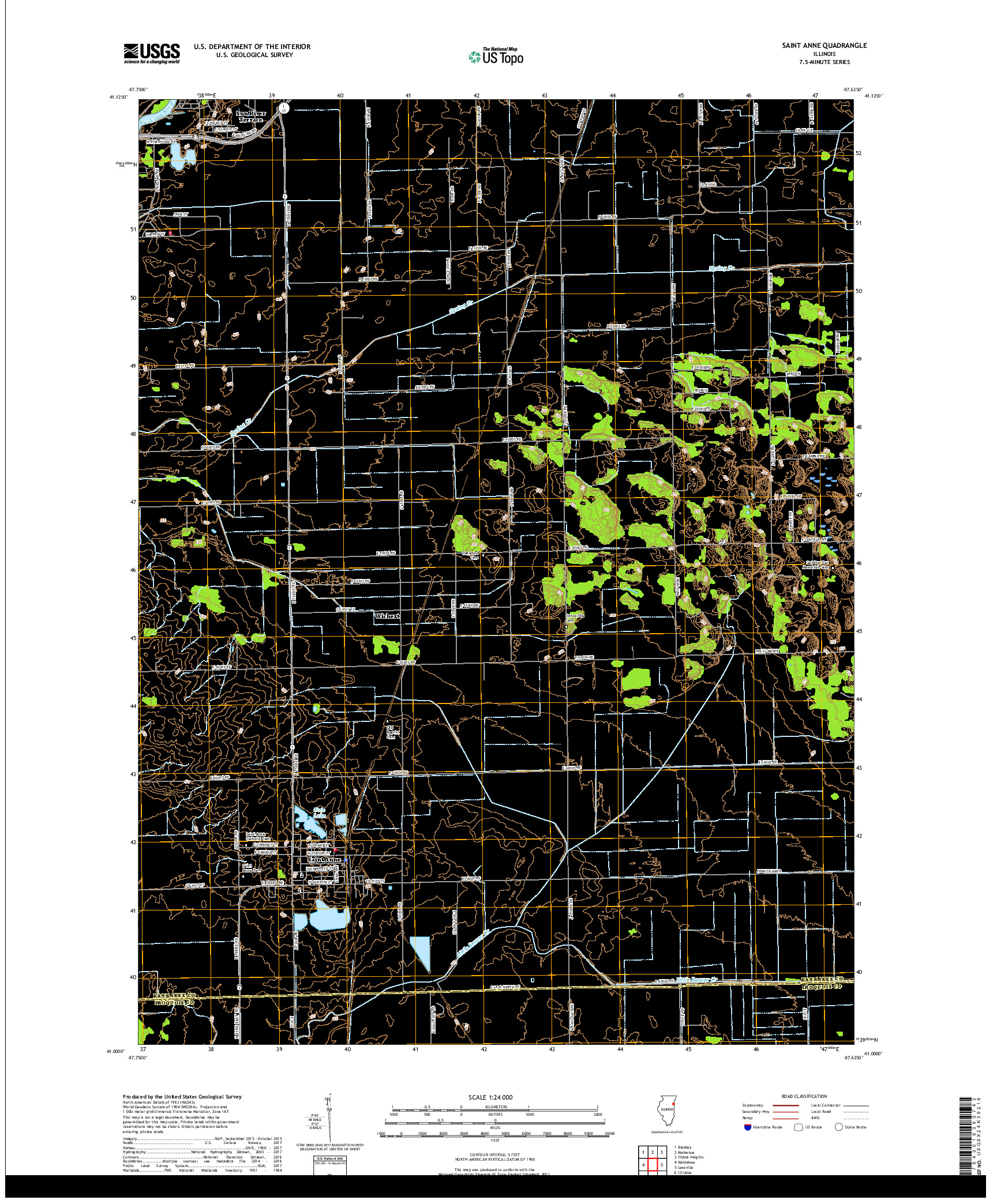 USGS US TOPO 7.5-MINUTE MAP FOR SAINT ANNE, IL 2018
