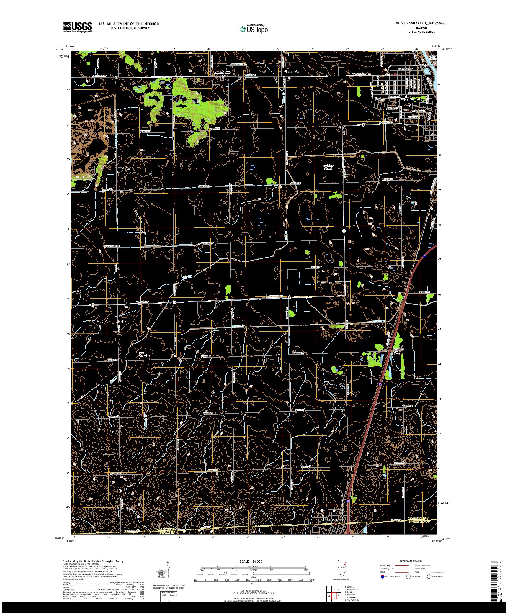 USGS US TOPO 7.5-MINUTE MAP FOR WEST KANKAKEE, IL 2018