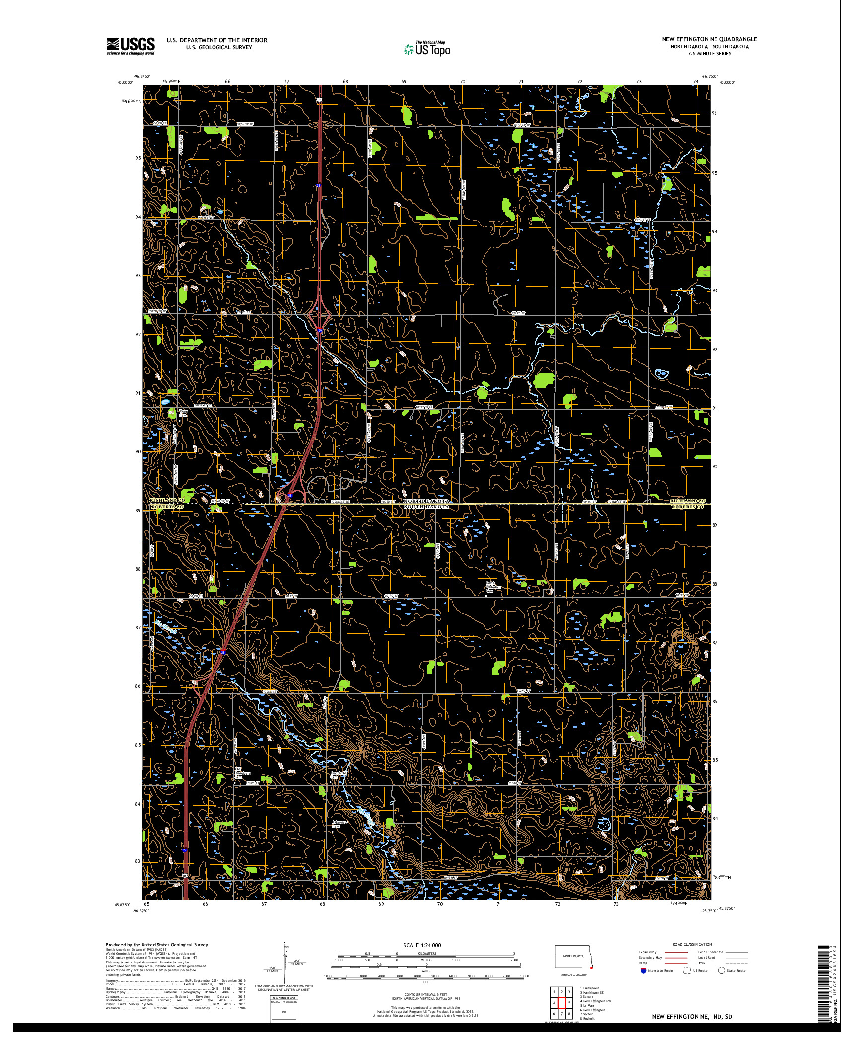 USGS US TOPO 7.5-MINUTE MAP FOR NEW EFFINGTON NE, ND,SD 2018