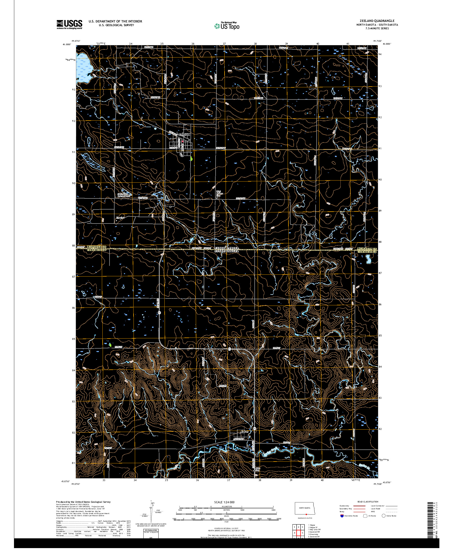 USGS US TOPO 7.5-MINUTE MAP FOR ZEELAND, ND,SD 2018