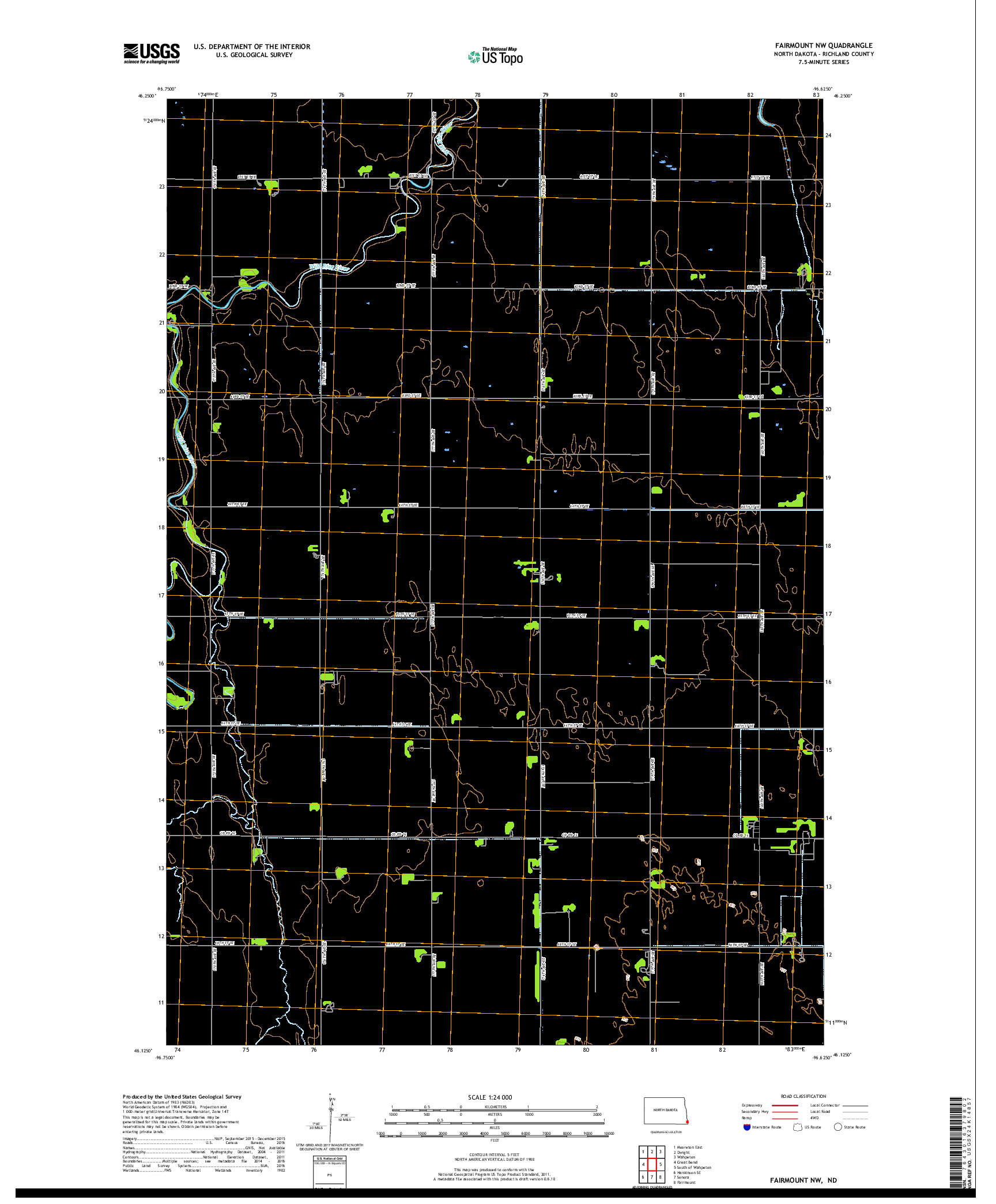 USGS US TOPO 7.5-MINUTE MAP FOR FAIRMOUNT NW, ND 2018