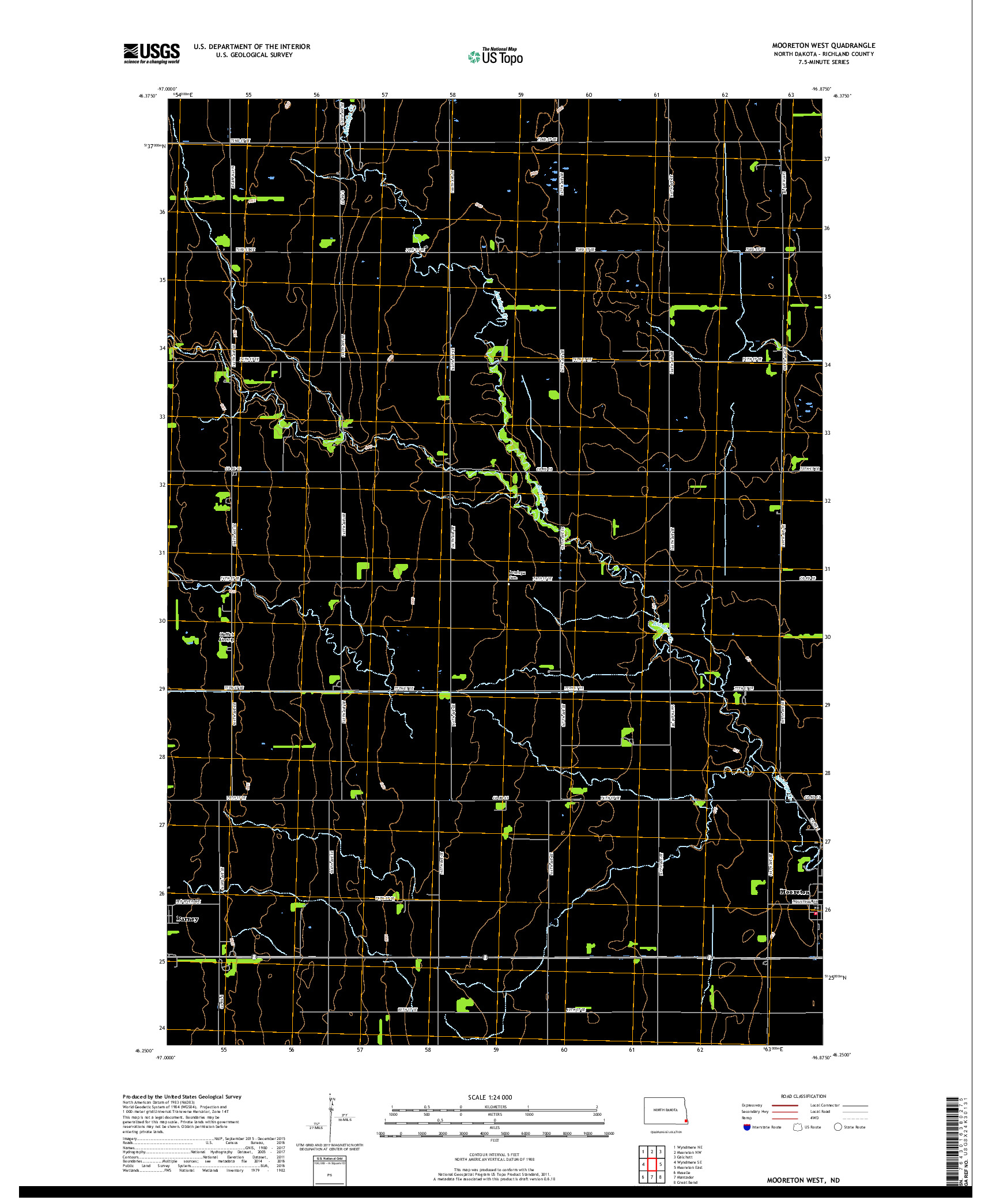 USGS US TOPO 7.5-MINUTE MAP FOR MOORETON WEST, ND 2018