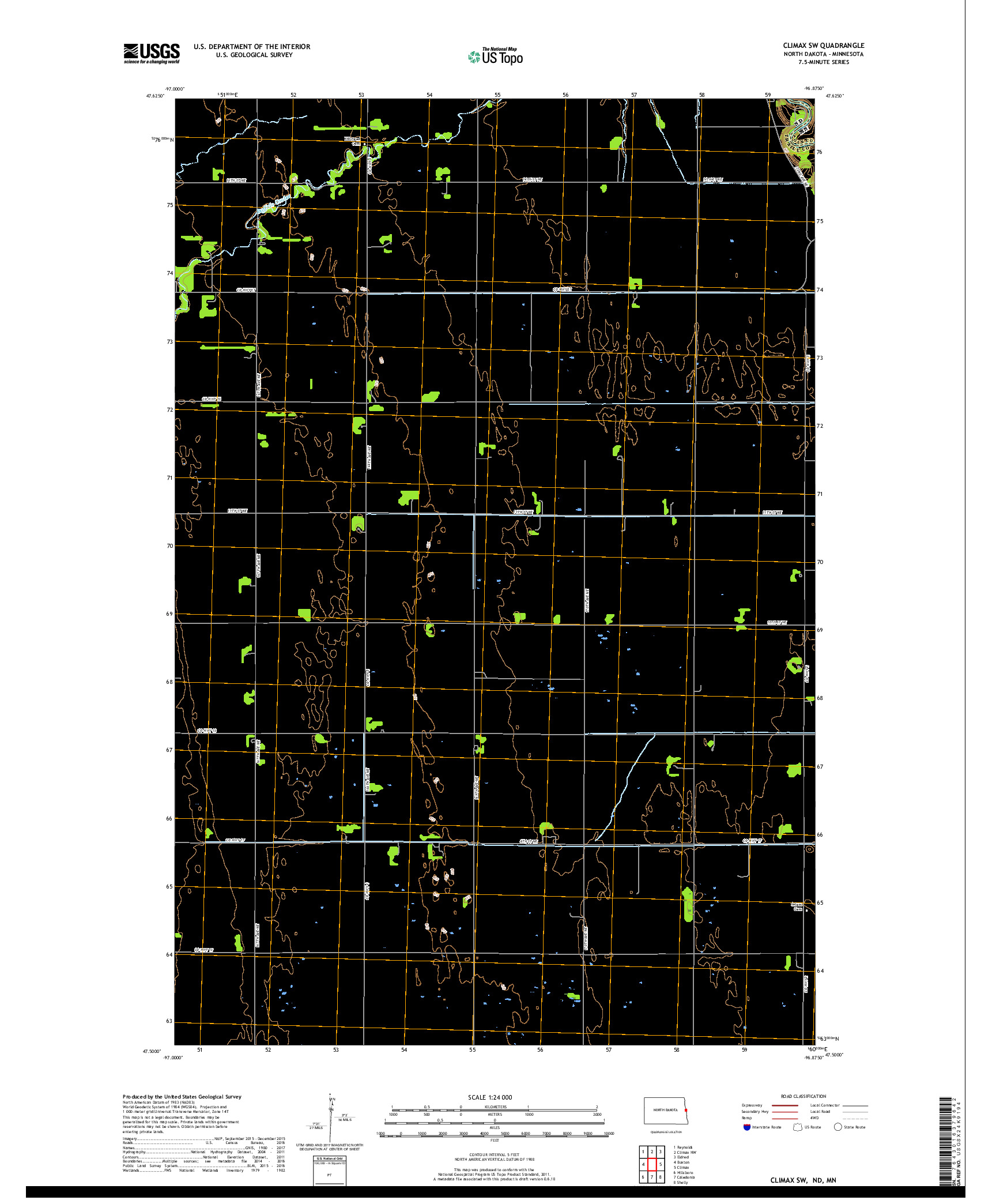 USGS US TOPO 7.5-MINUTE MAP FOR CLIMAX SW, ND,MN 2018