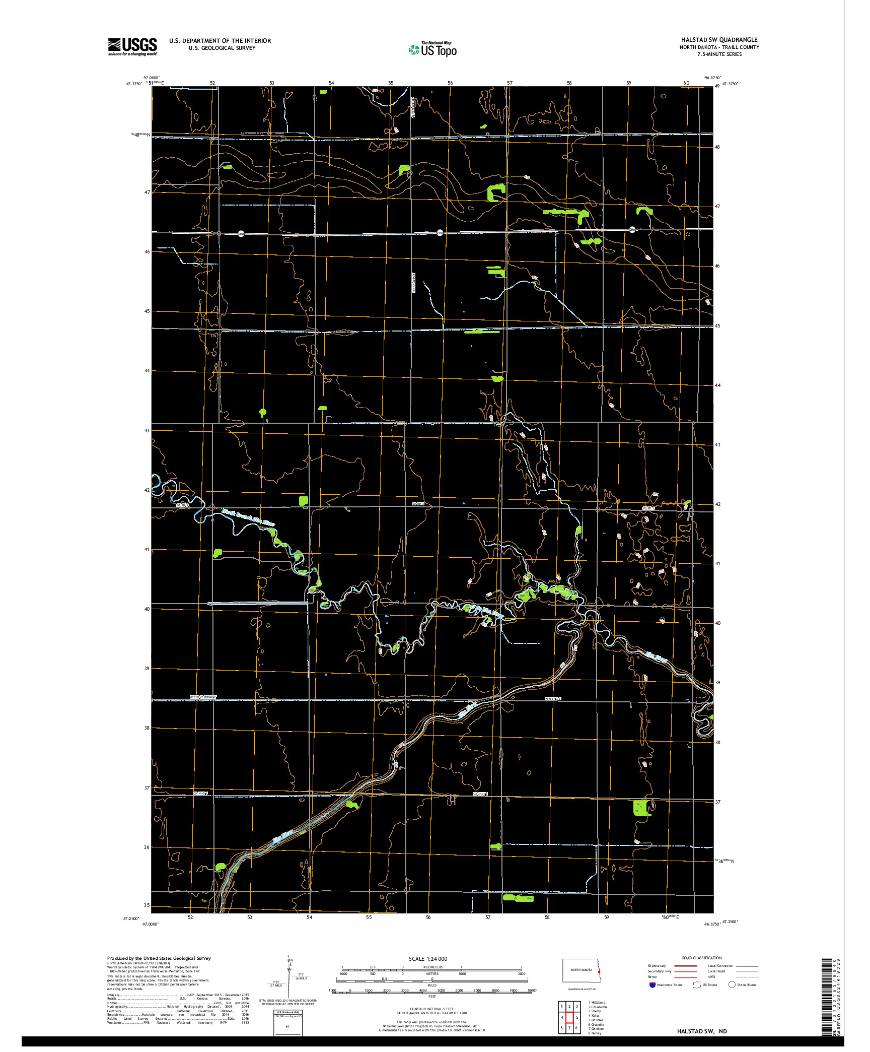 USGS US TOPO 7.5-MINUTE MAP FOR HALSTAD SW, ND 2018