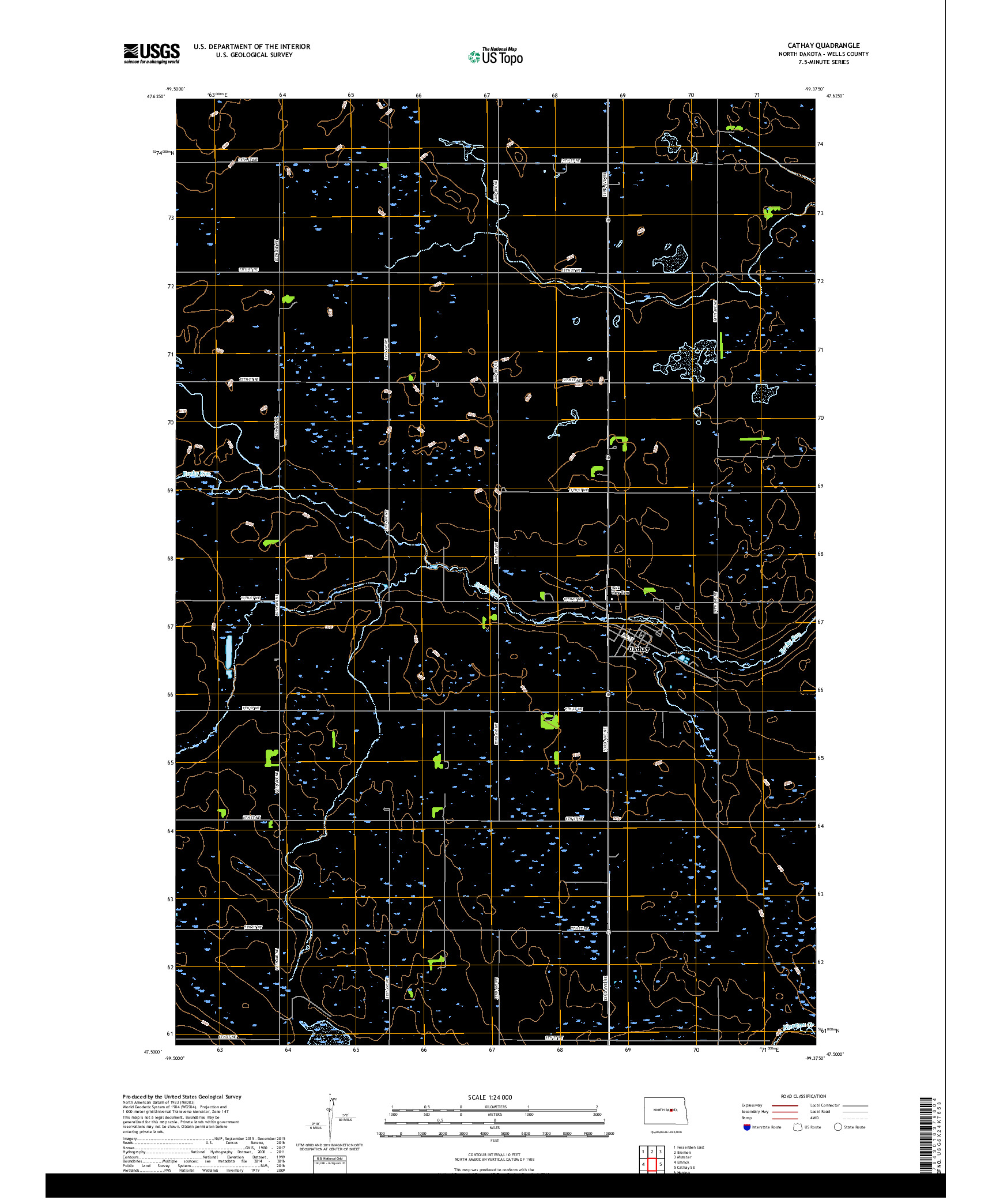 USGS US TOPO 7.5-MINUTE MAP FOR CATHAY, ND 2018