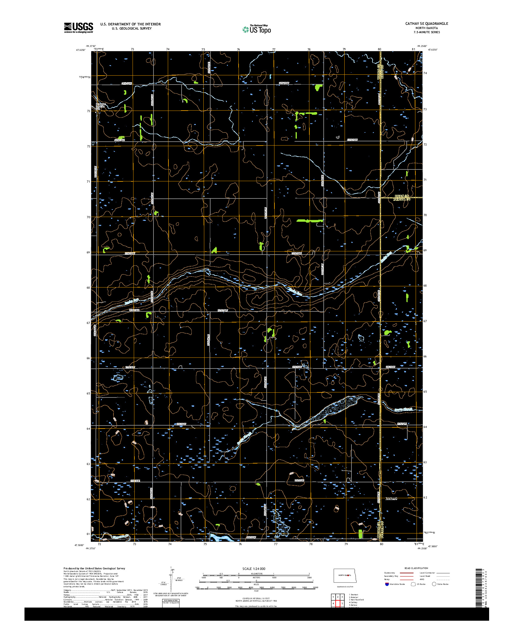 USGS US TOPO 7.5-MINUTE MAP FOR CATHAY SE, ND 2018
