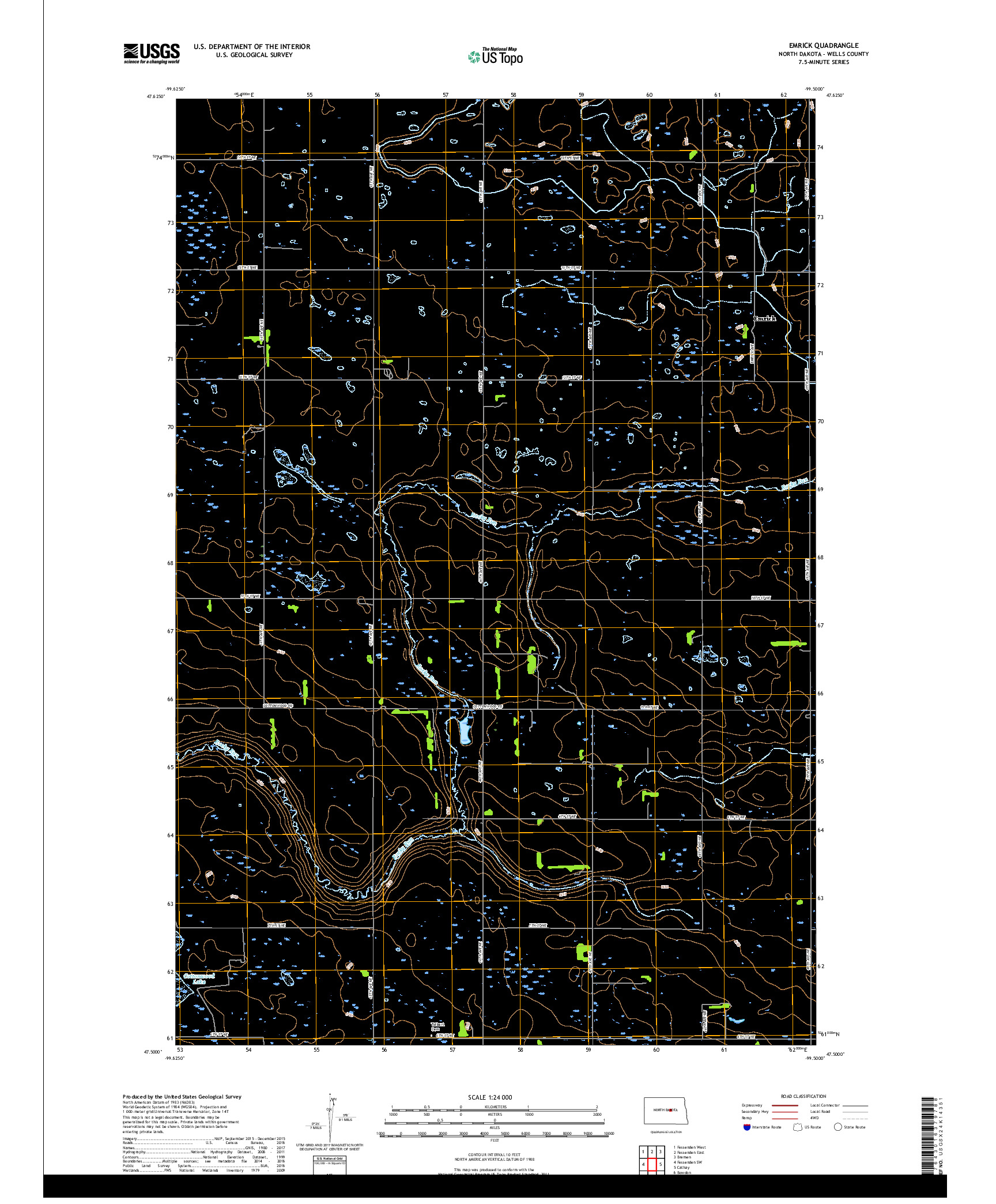 USGS US TOPO 7.5-MINUTE MAP FOR EMRICK, ND 2018