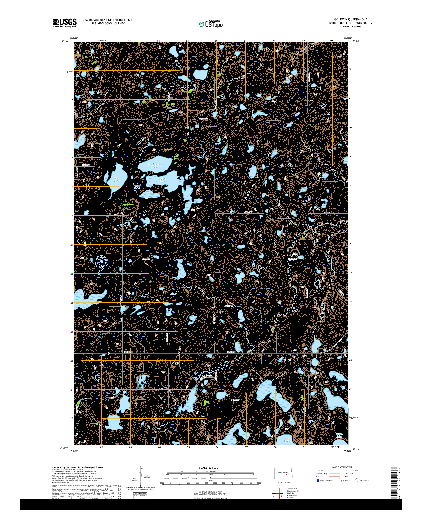 USGS US TOPO 7.5-MINUTE MAP FOR GOLDWIN, ND 2018