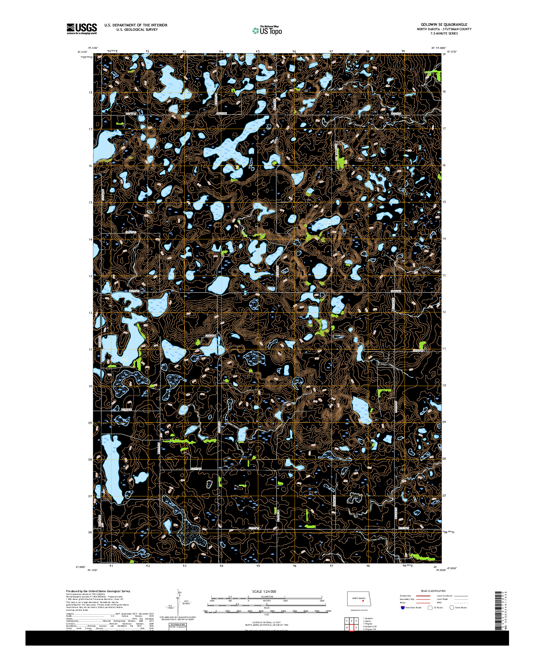 USGS US TOPO 7.5-MINUTE MAP FOR GOLDWIN SE, ND 2018