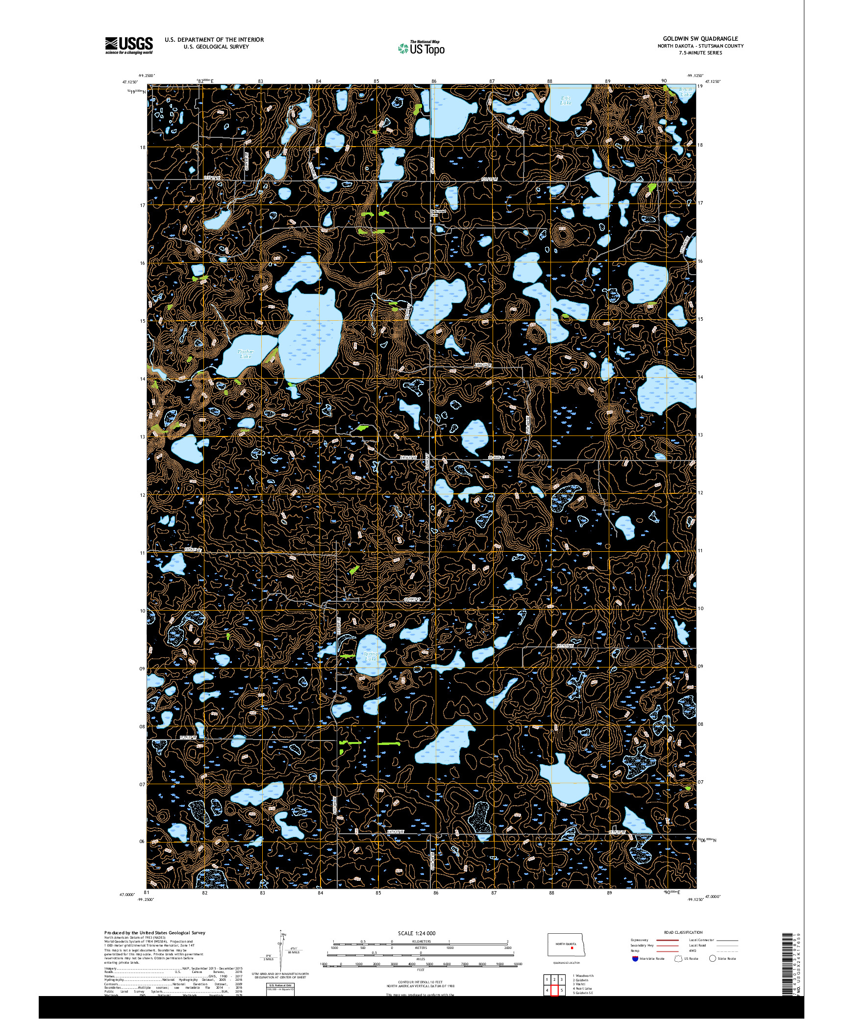 USGS US TOPO 7.5-MINUTE MAP FOR GOLDWIN SW, ND 2018