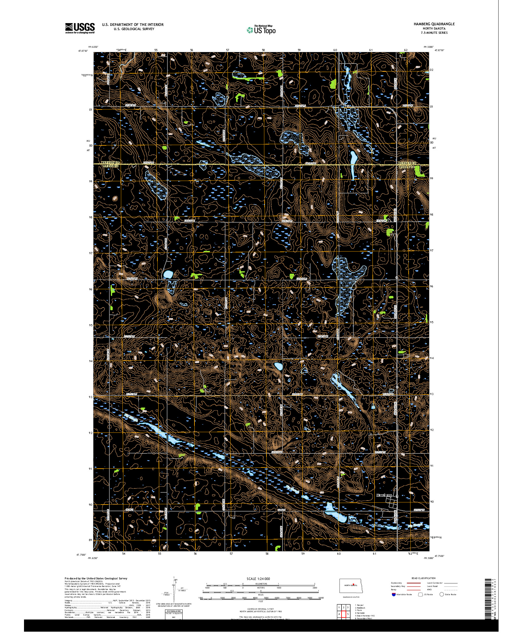 USGS US TOPO 7.5-MINUTE MAP FOR HAMBERG, ND 2018