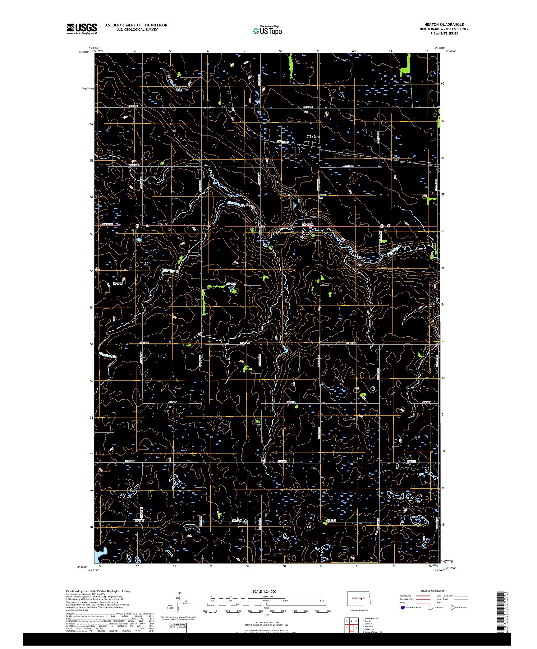 USGS US TOPO 7.5-MINUTE MAP FOR HEATON, ND 2018