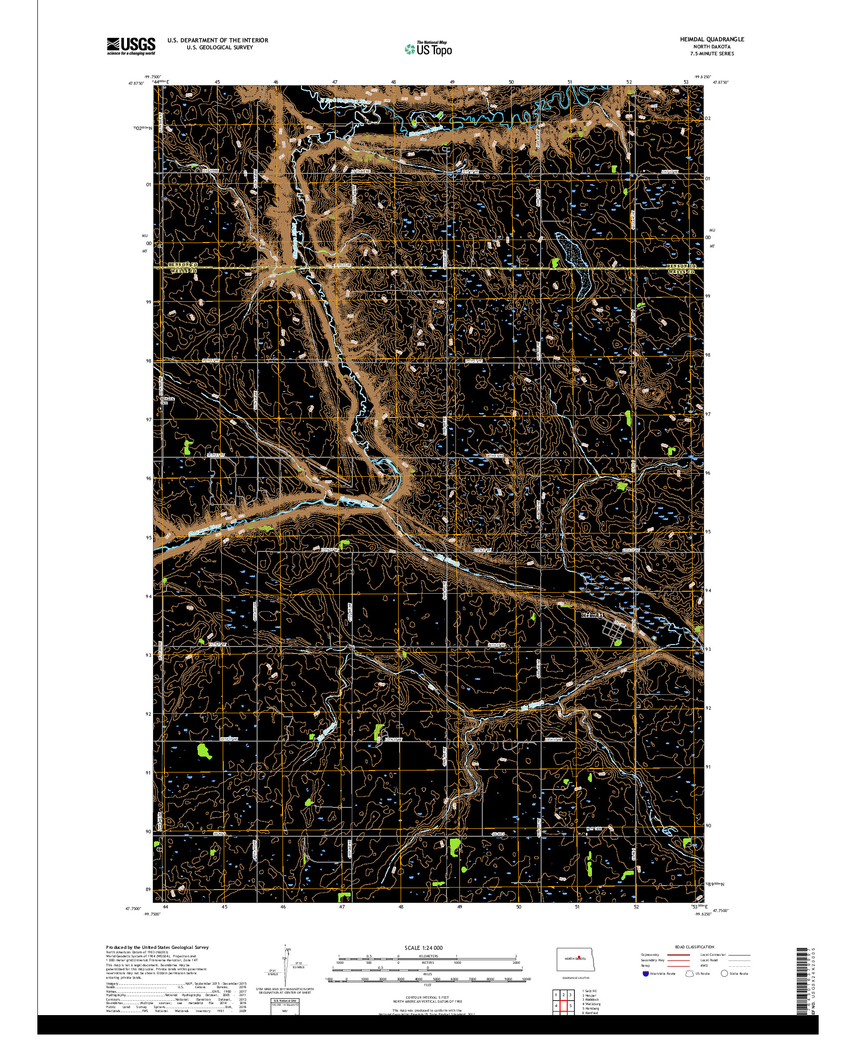 USGS US TOPO 7.5-MINUTE MAP FOR HEIMDAL, ND 2018