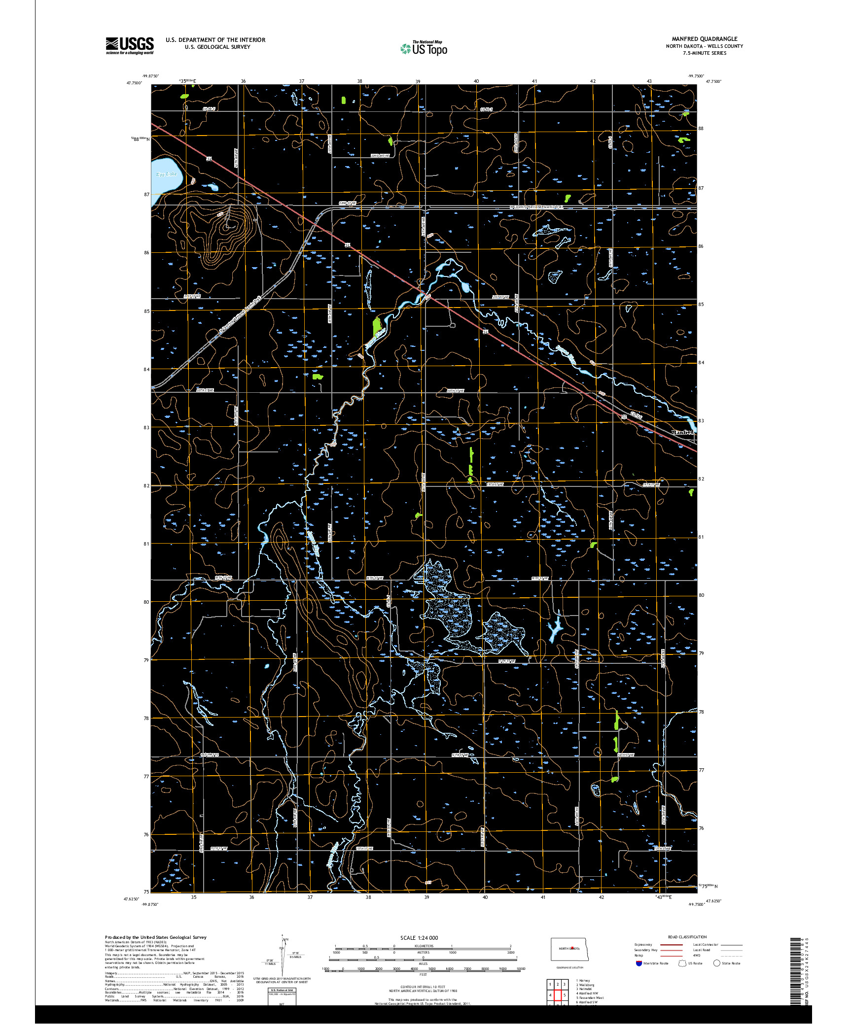 USGS US TOPO 7.5-MINUTE MAP FOR MANFRED, ND 2018